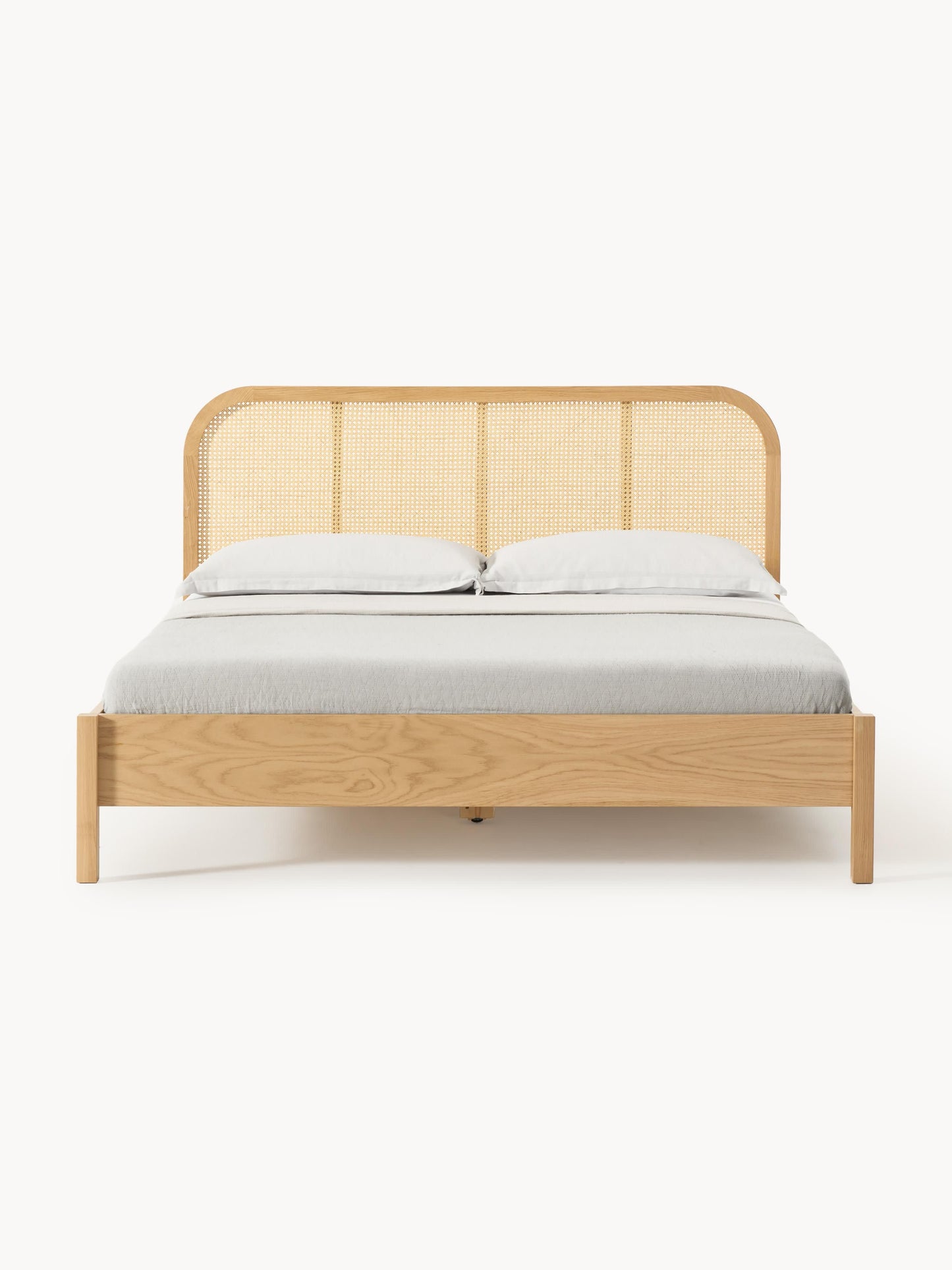 Jonseri Wooden Bed with Headboard in Vienna Cane