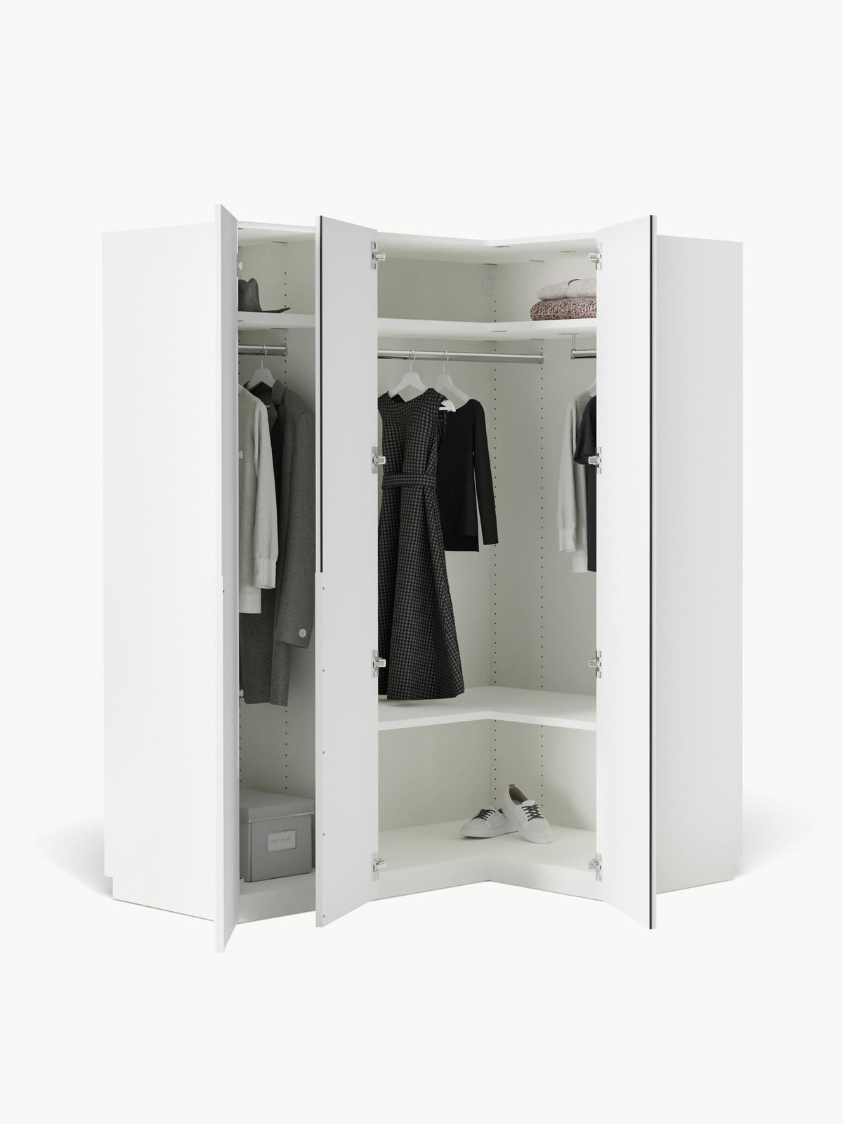 Leobrino Modular Corner Wardrobe, 165 cm Wide, in Various Sizes