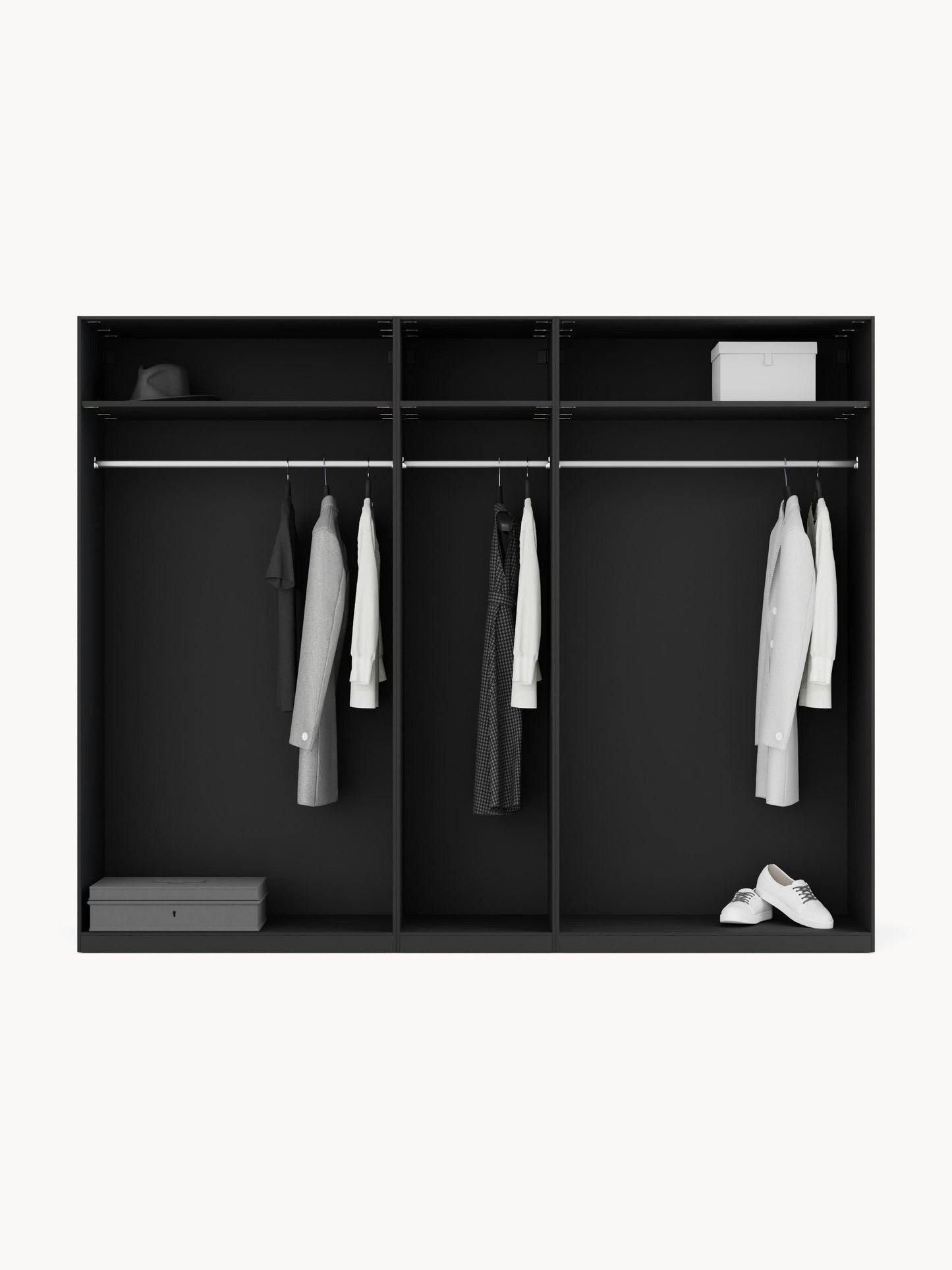 Leobrino Modular Hinged-Door Wardrobe, 250 cm Wide, in Various Sizes