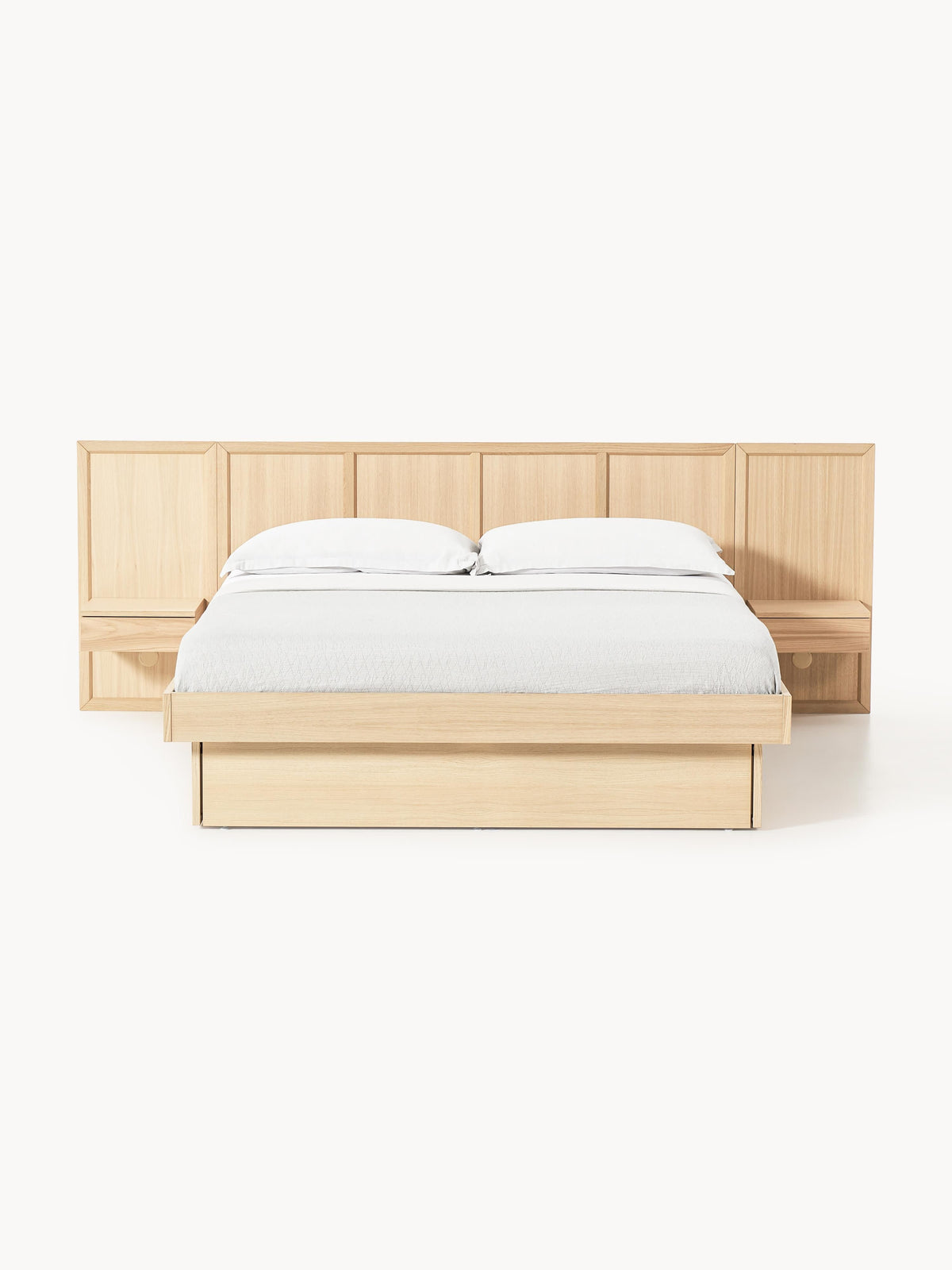 Nantiro Wooden Bed with Headboard and Bedside Tables