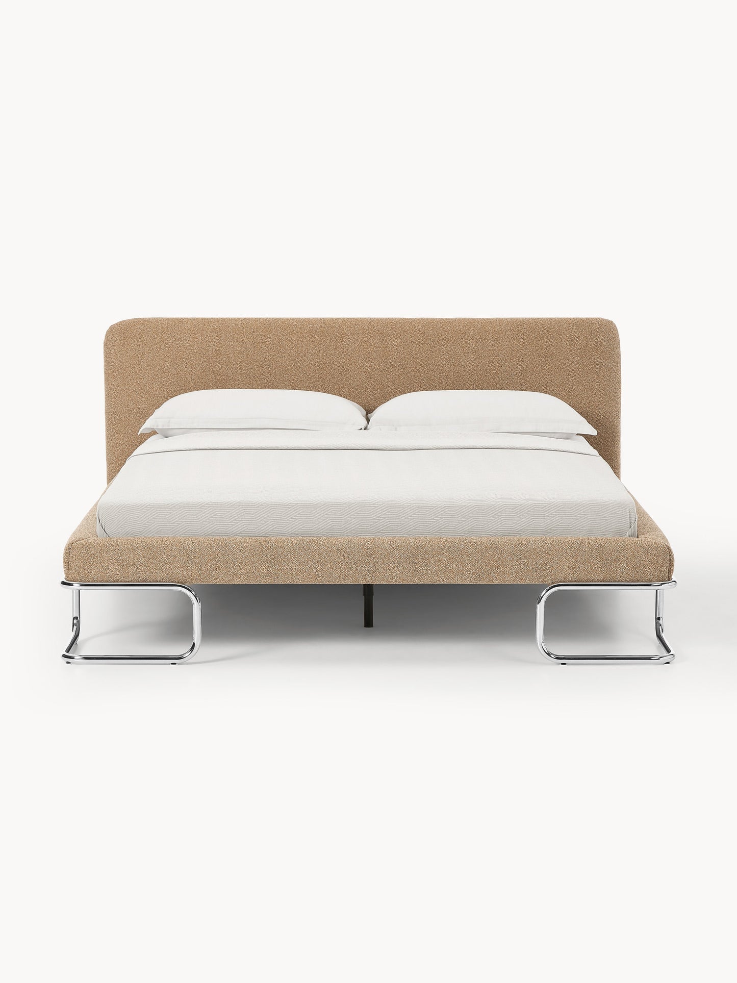 Olisandra Bouclé Upholstered Bed with Metal Legs