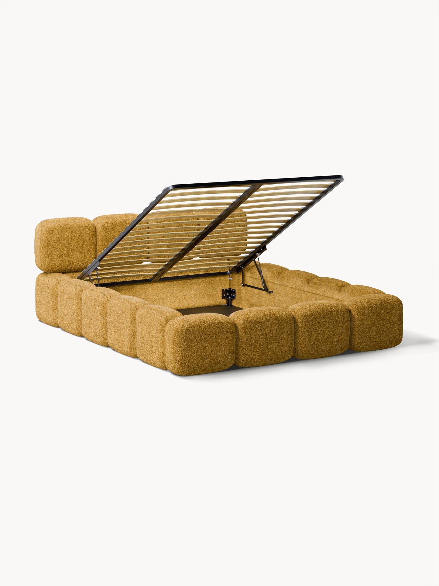 Taybela Upholstered Bed in Teddy Bouclé with Storage