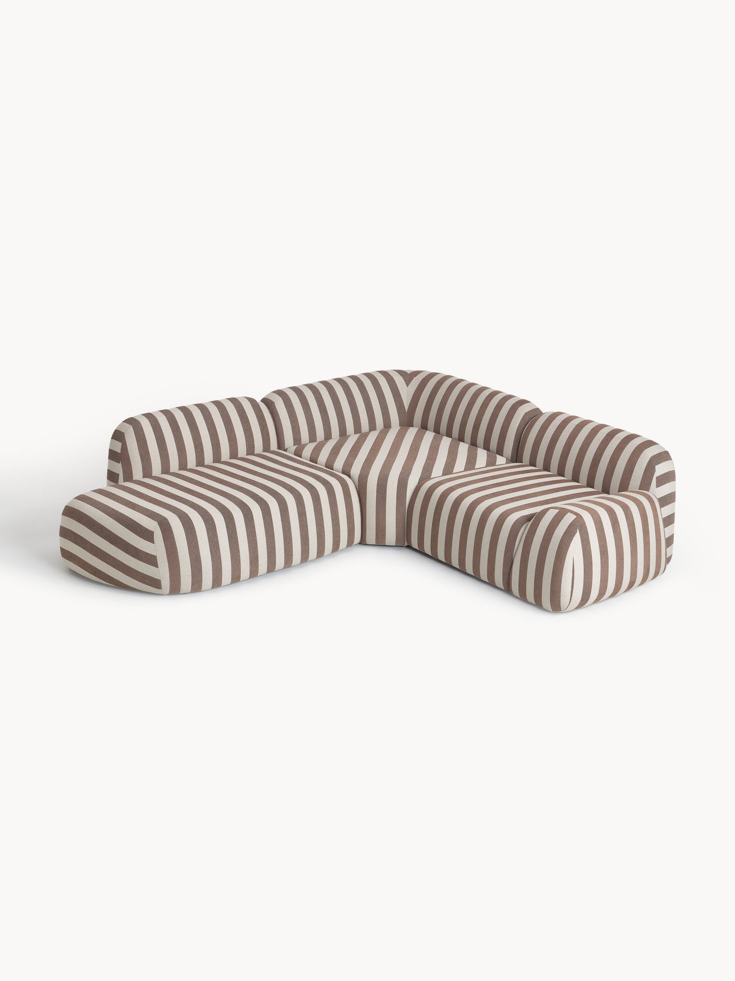 Wolmestra Striped Modular Corner Sofa (4-Seater) with Chaise Longue