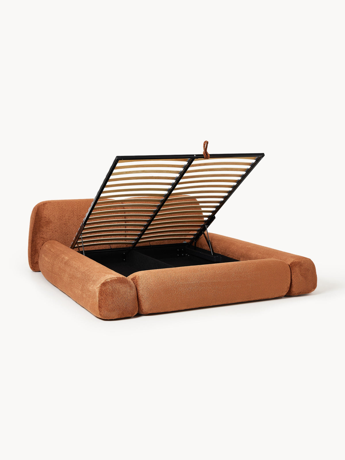 Wolmestra Upholstered Bed in Teddy Bouclé with Storage
