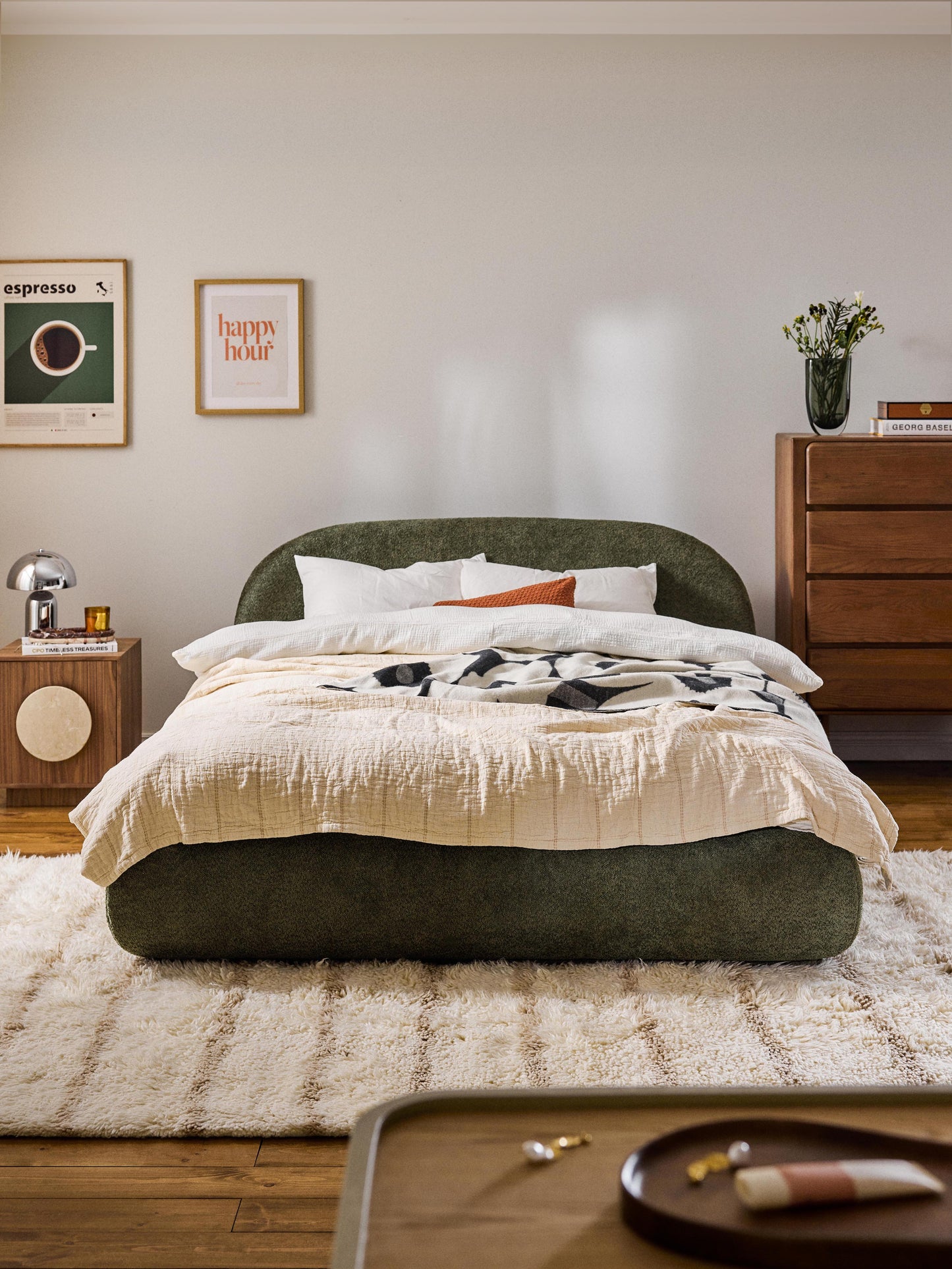Albezzo Teddy Bouclé Upholstered Bed