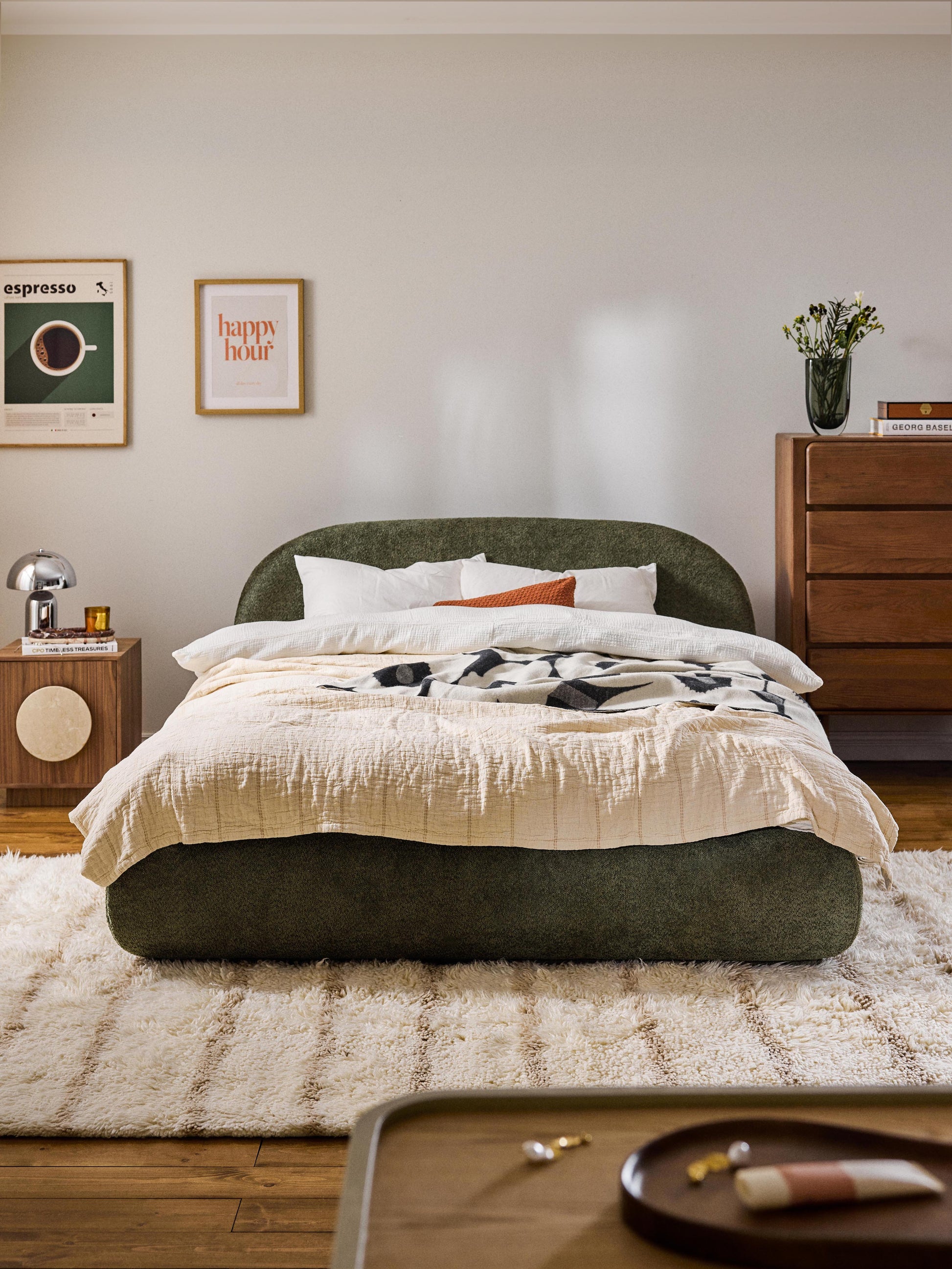 Albezzo Teddy Bouclé Upholstered Bed