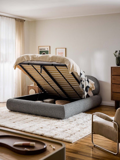 Albezzo Upholstered Storage Bed in Bouclé