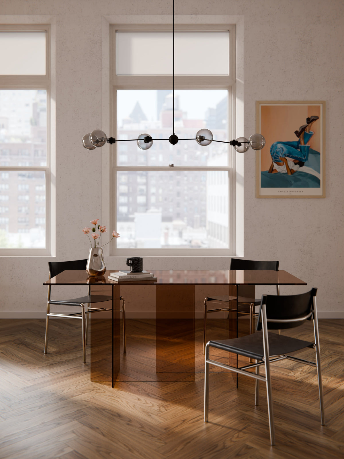 Anoubera Glass Dining Table, 180 x 90 cm