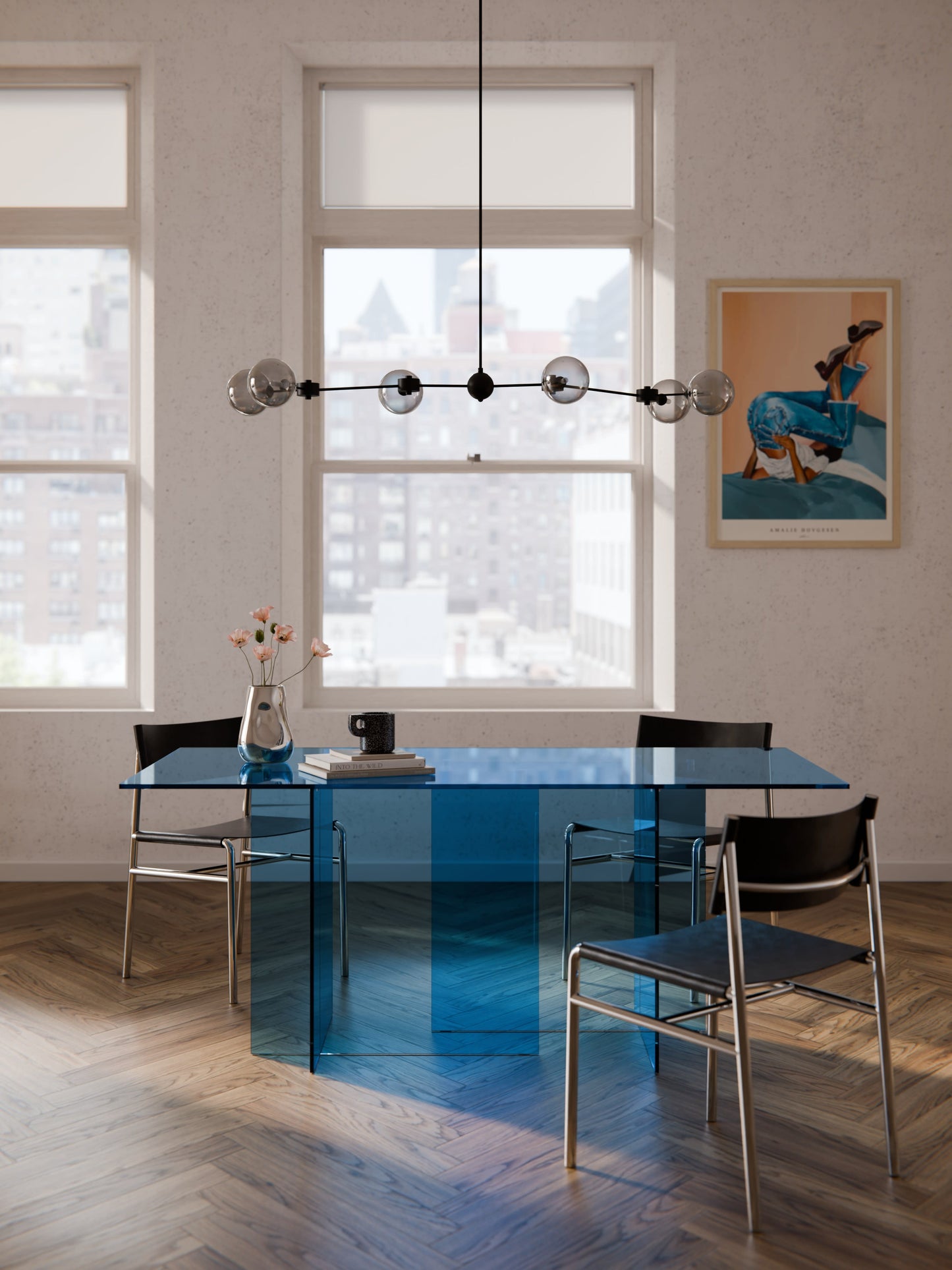 Anoubera Glass Dining Table, 180 x 90 cm