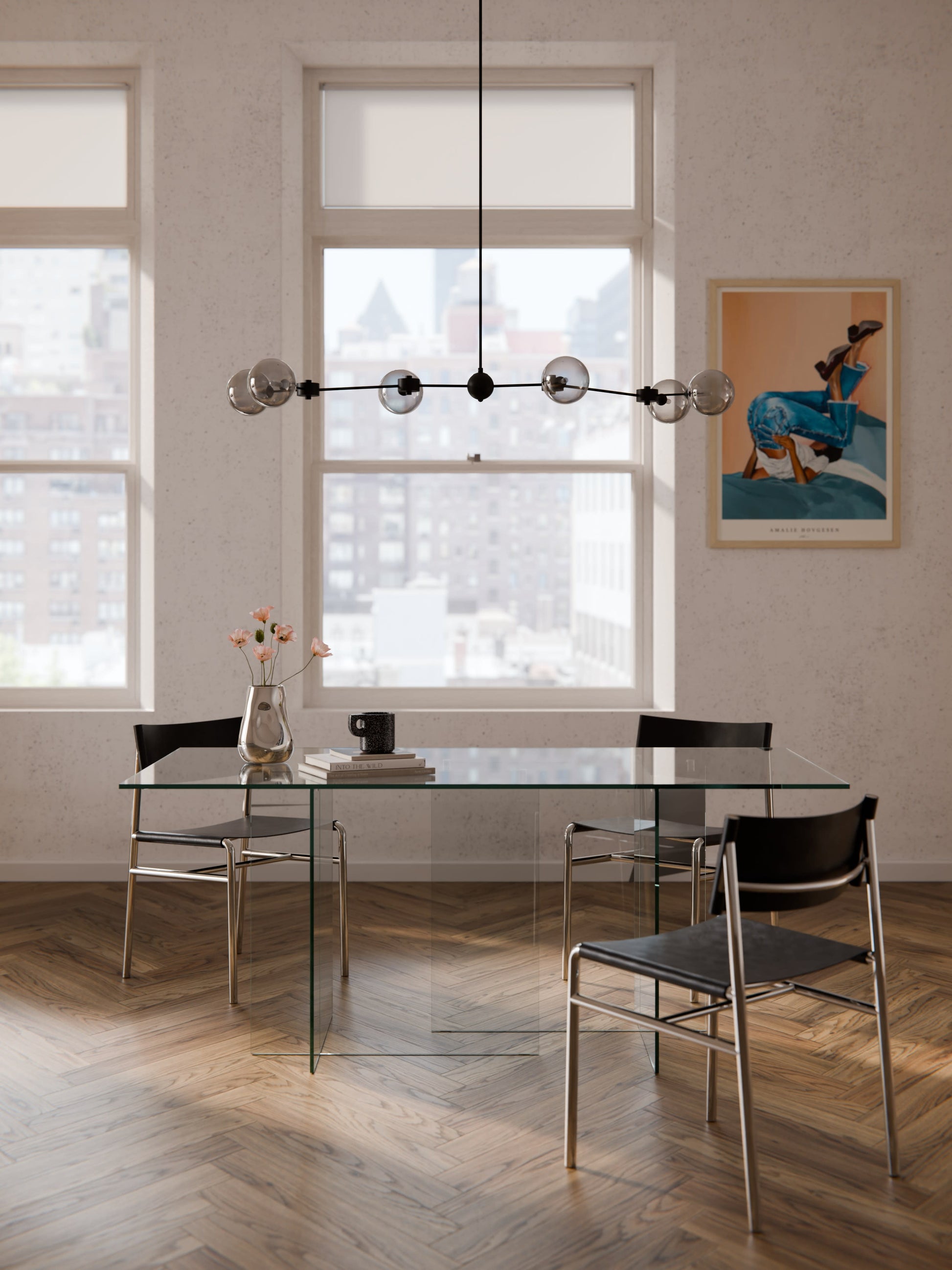 Anoubera Glass Dining Table, 180 x 90 cm
