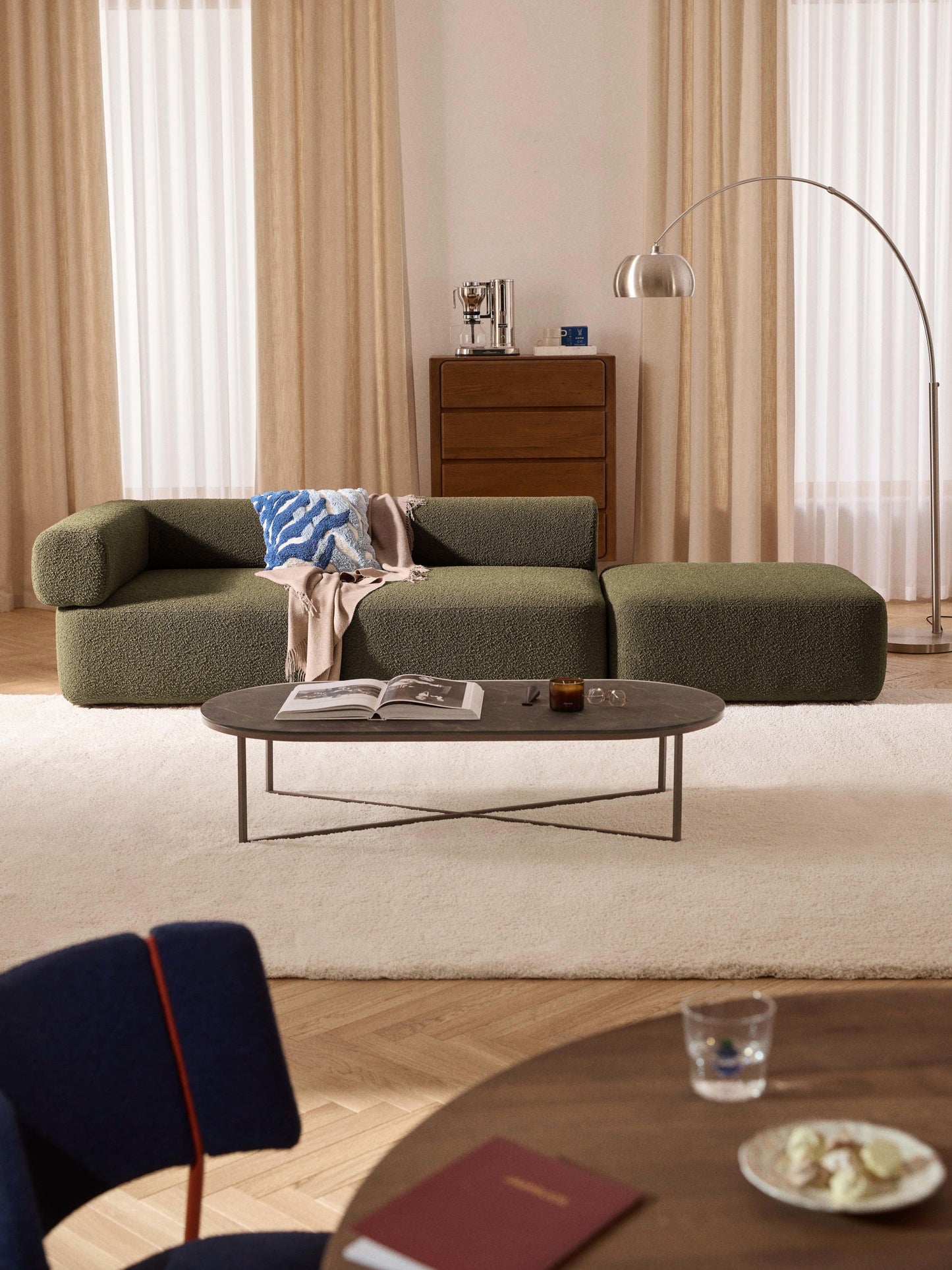 Antolvi Modular Ottoman in Bouclé