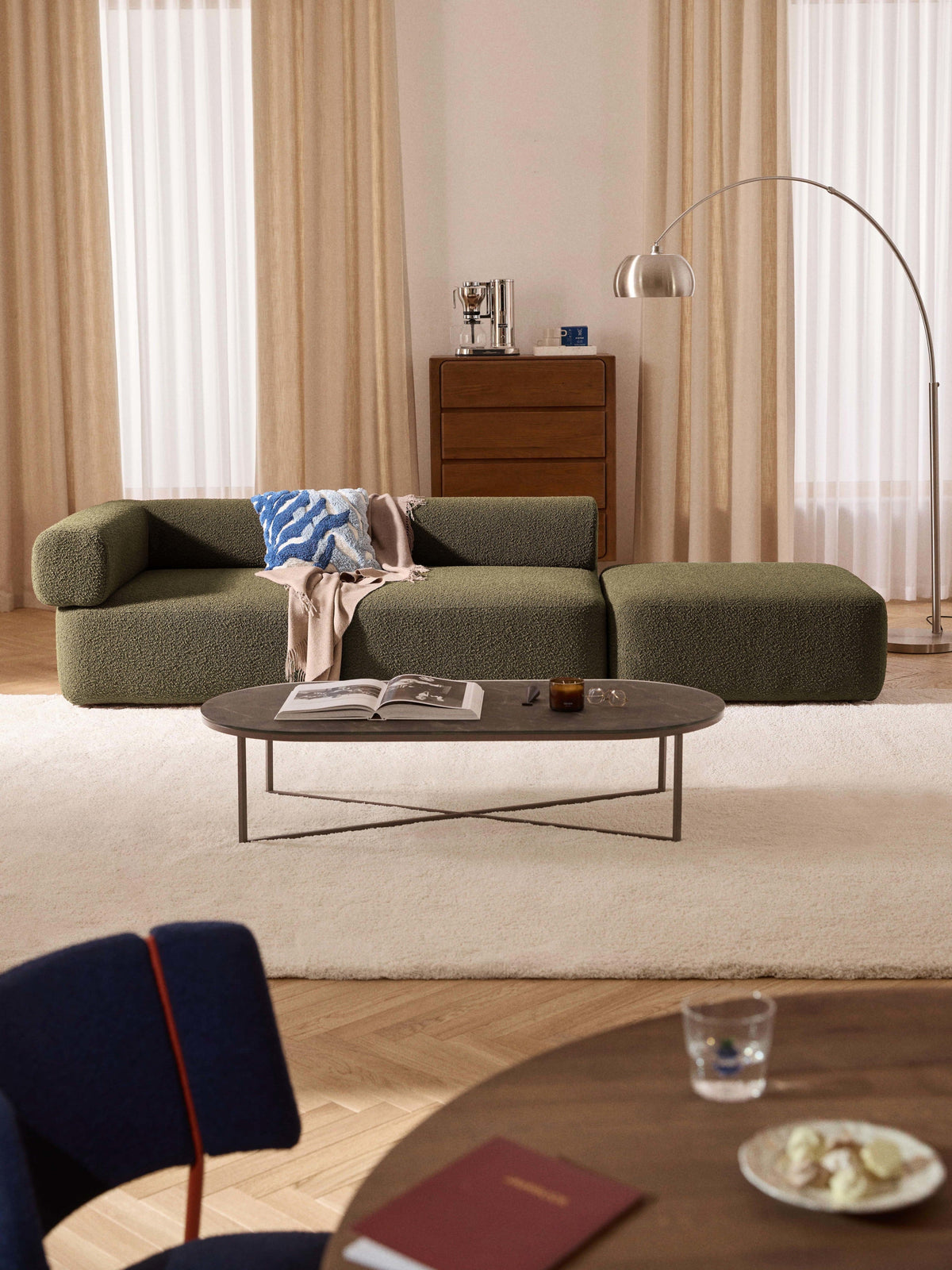 Antolvi Modular Ottoman in Bouclé