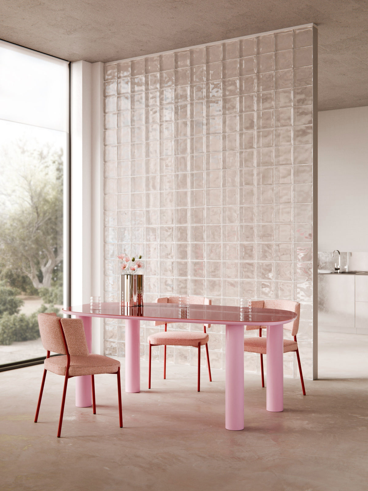 Benlucia Organic Dining Table with Glass Top, 200 x 110 cm