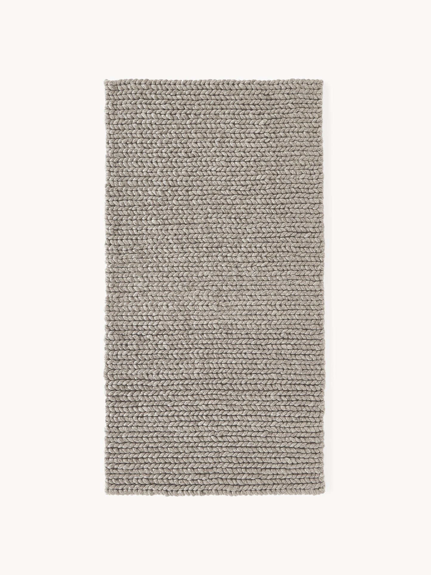 Brunola Wool Rug, Handmade, with Braided Texture