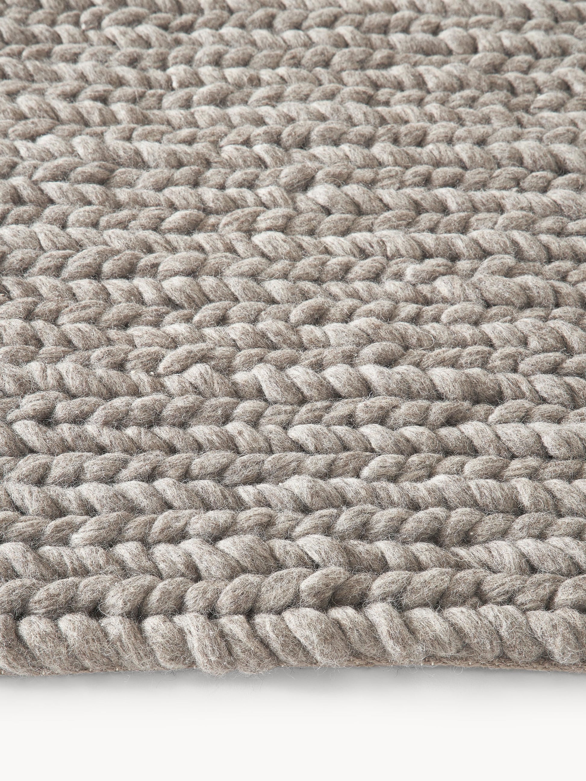 Brunola Wool Rug, Handmade, with Braided Texture