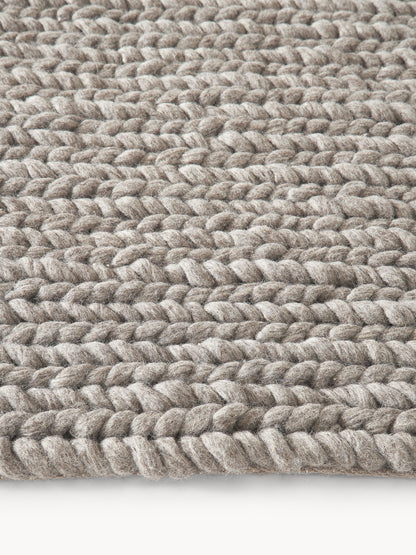Brunola Wool Rug, Handmade, with Braided Texture