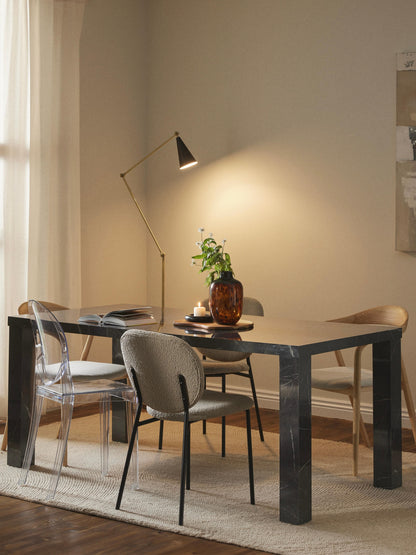 Carlomeo Dining Table in Marble Look, 180 x 90 cm
