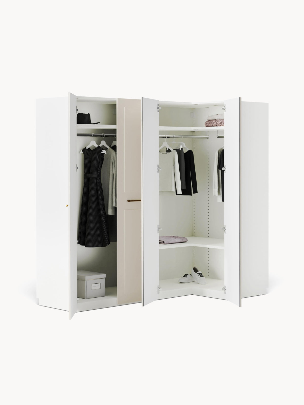 Charlanova Modular Corner Wardrobe, 215 cm Wide, in Various Sizes