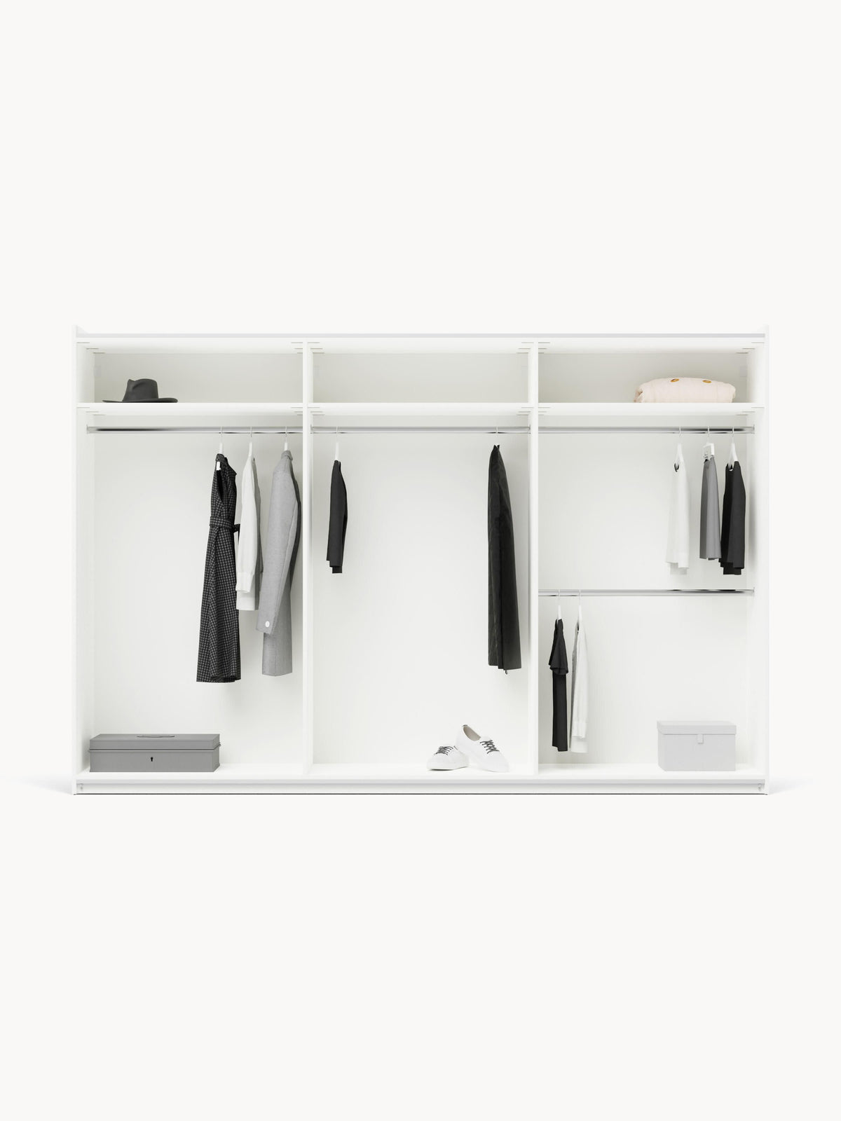 Charlanova Modular Sliding-Door Wardrobe, 300 cm Wide, in Various Sizes
