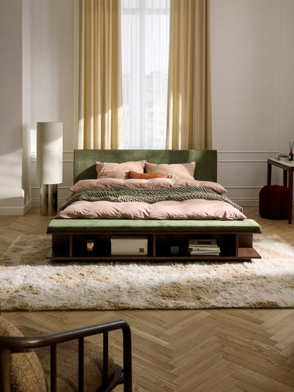 Clarveno Wooden Bed Frame with Bench and Side Shelves