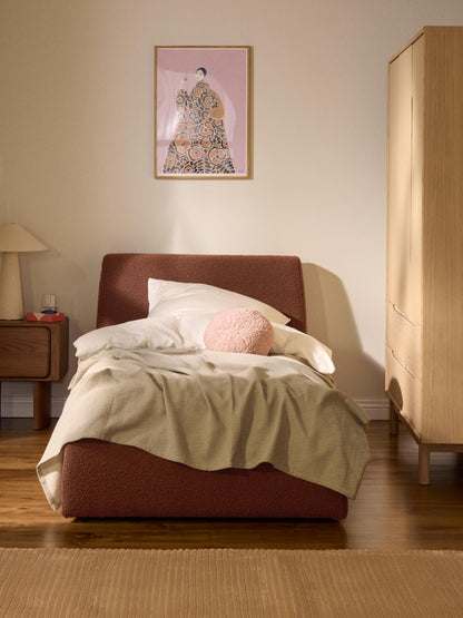 Cloveran Single Bed in Bouclé with Storage