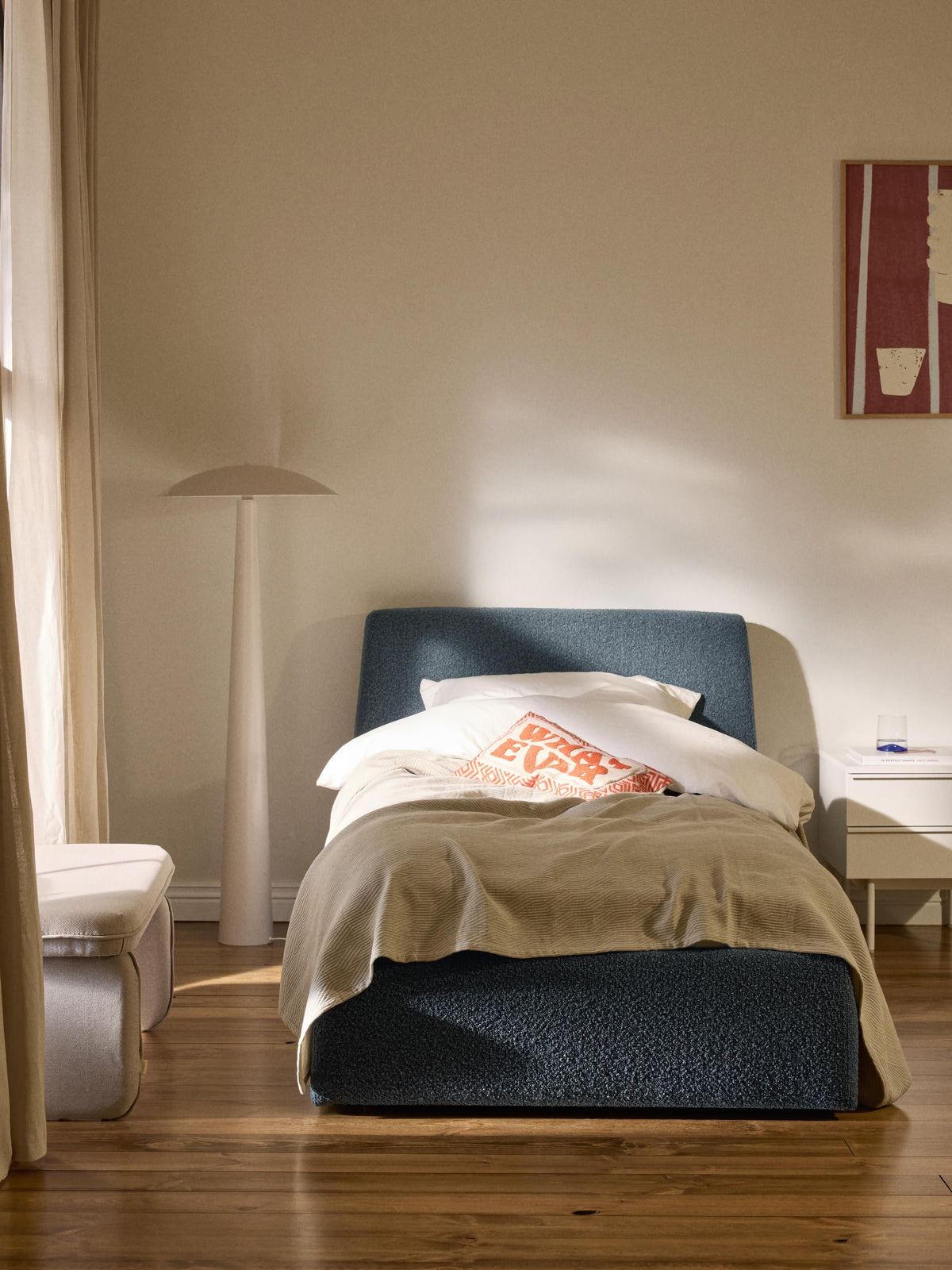 Cloveran Single Bed in Bouclé with Storage