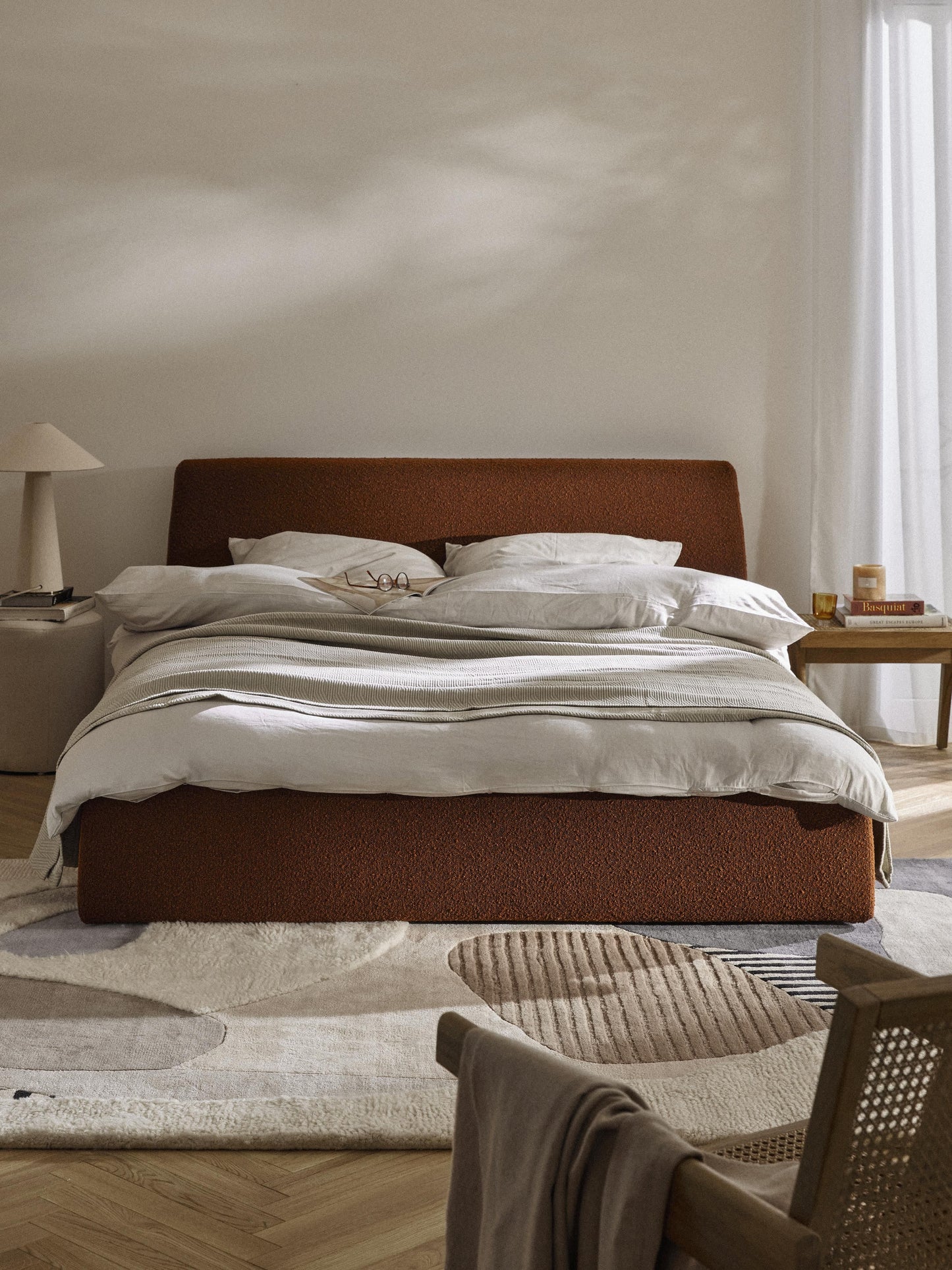 Cloveran Upholstered Storage Bed in Bouclé