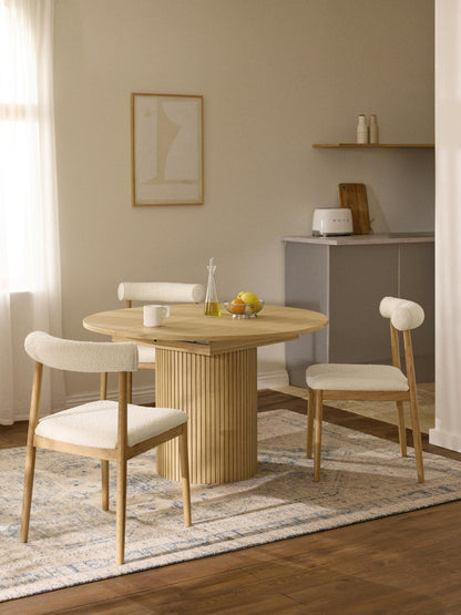 Filandro Extendable Dining Table with Grooved Texture, 120 - 160 x 75 cm