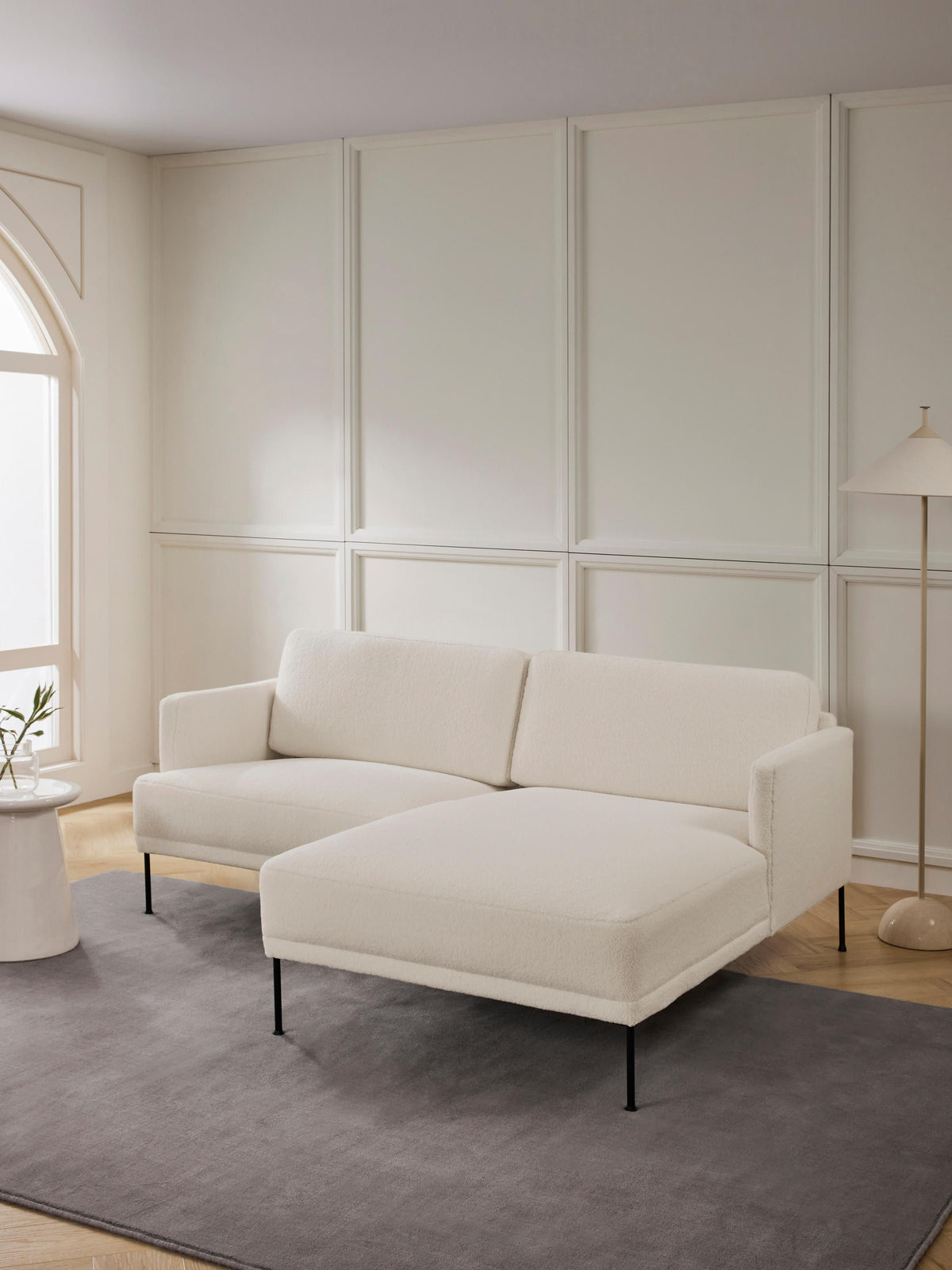 Fluvarsi Small Corner Sofa in Teddy Fabric