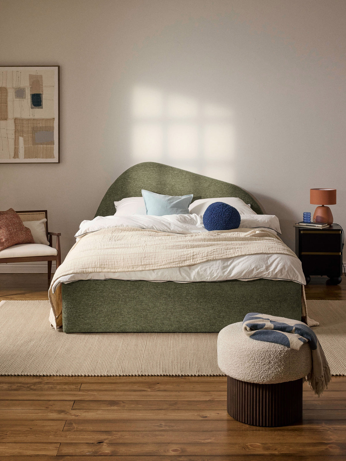 Garzoli Upholstered Bed in Bouclé