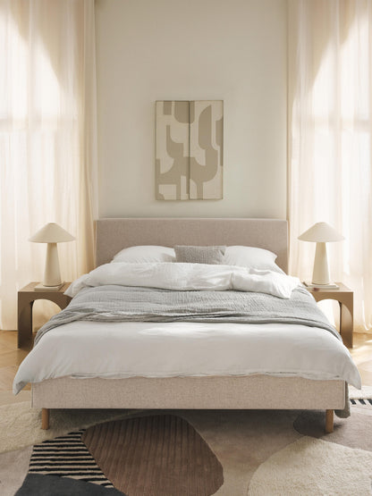 Giulbero Upholstered Bed with Wooden Feet