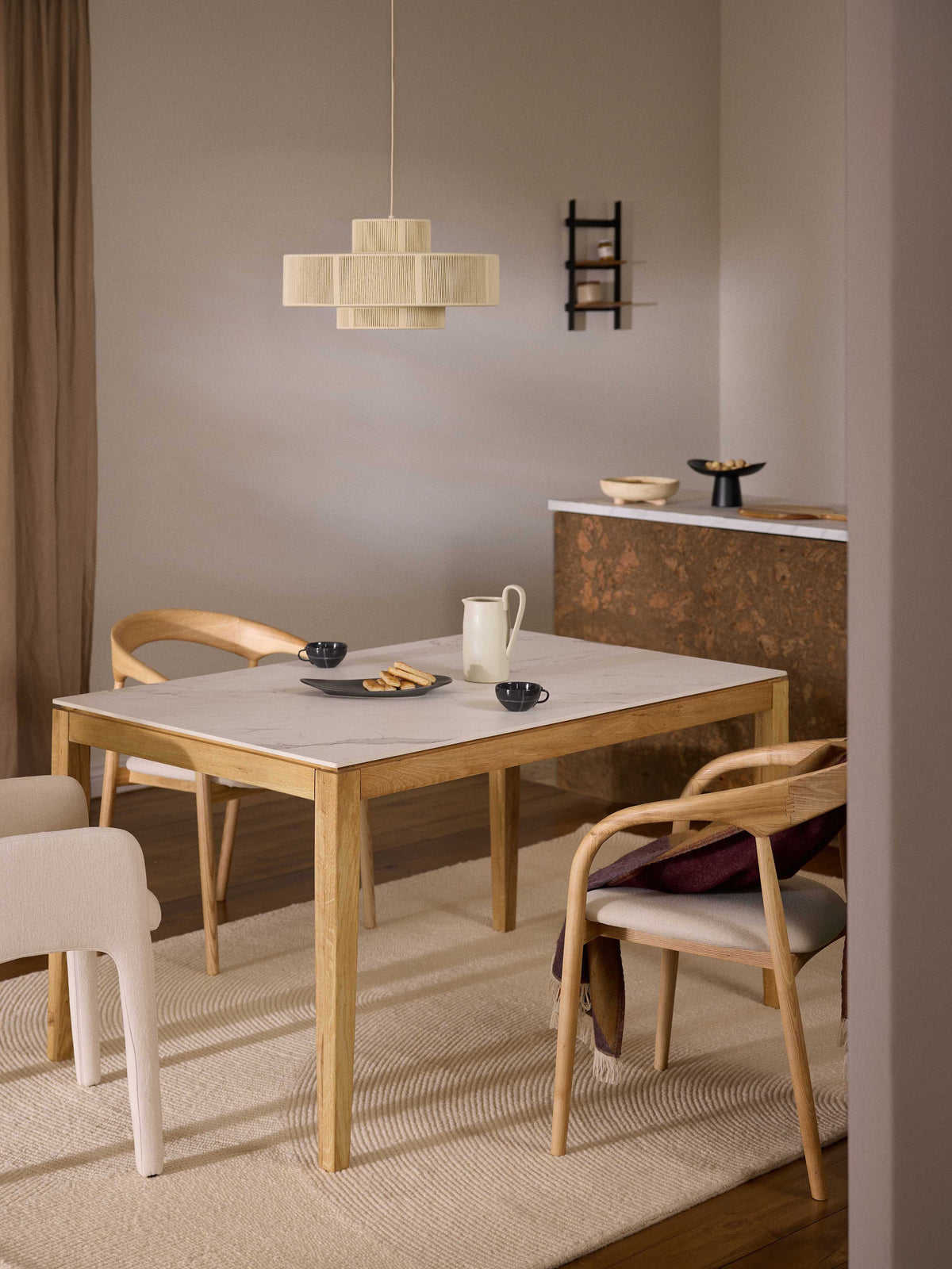 Jacovetti Dining Table with Marble-Look Tabletop, in Various Sizes