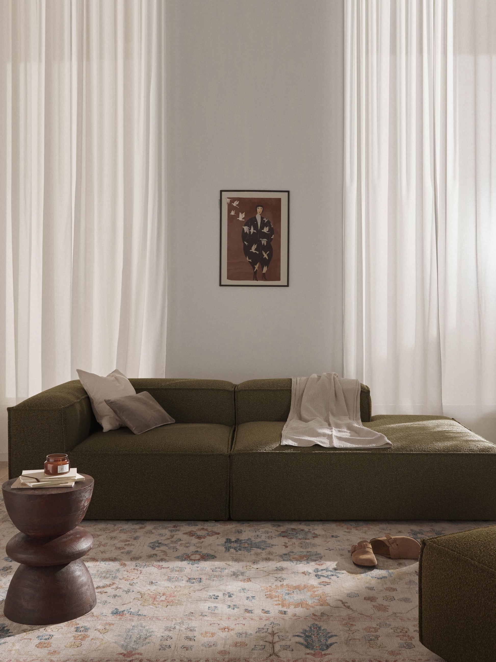 Lenvarro Bouclé Modular Ottoman