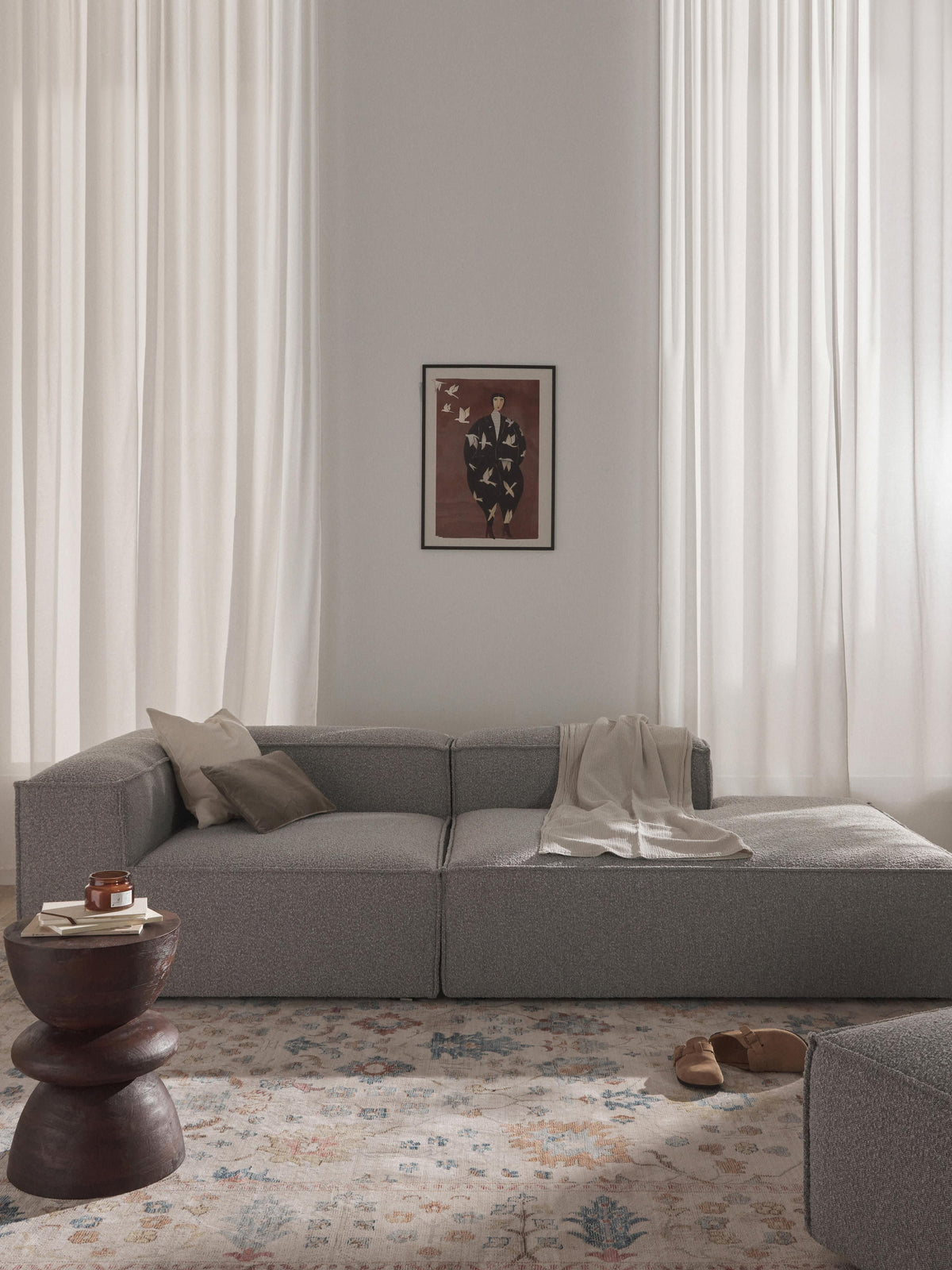 Lenvarro Bouclé Modular Ottoman