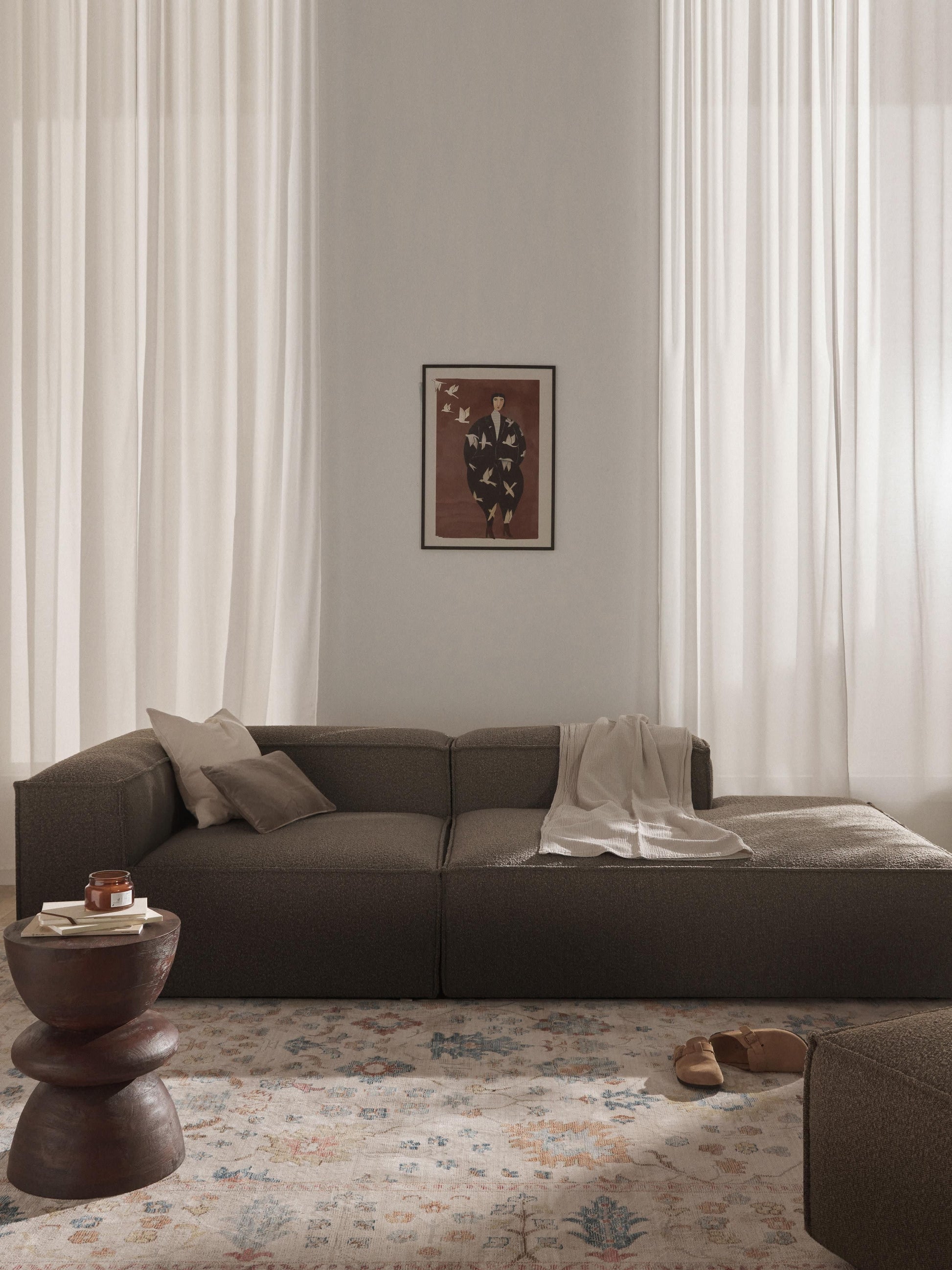 Lenvarro Bouclé Modular Ottoman