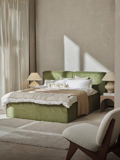 Lenvarro Box Spring Bed in Corduroy