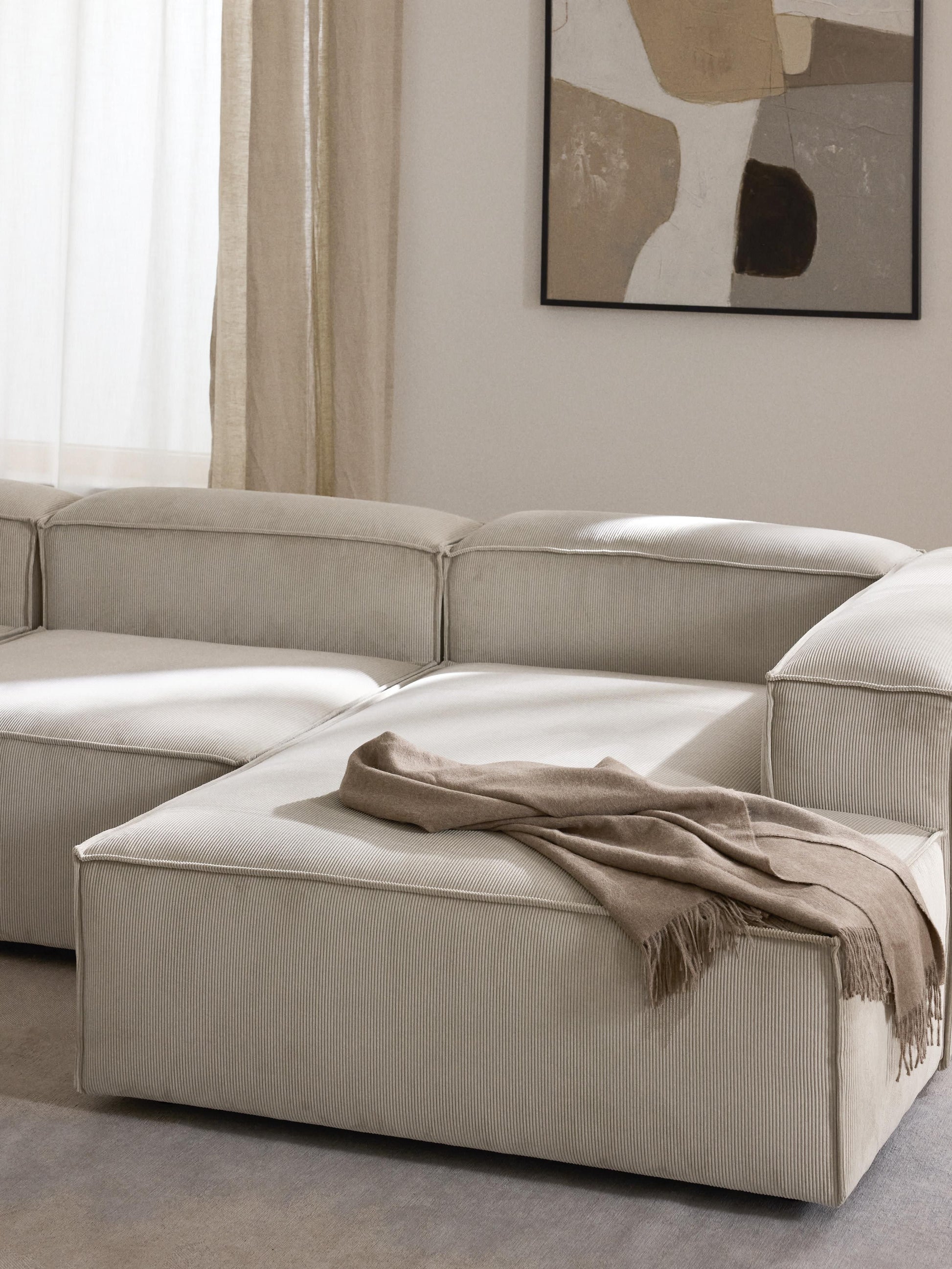 Lenvarro Corduroy Ottoman Corner Module