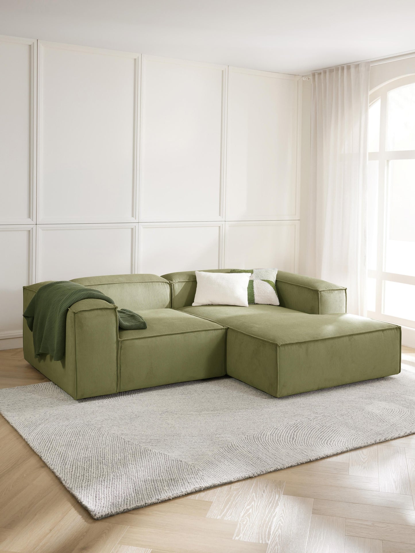 Lenvarro Modular Corduroy Corner Sofa (2-Seater)
