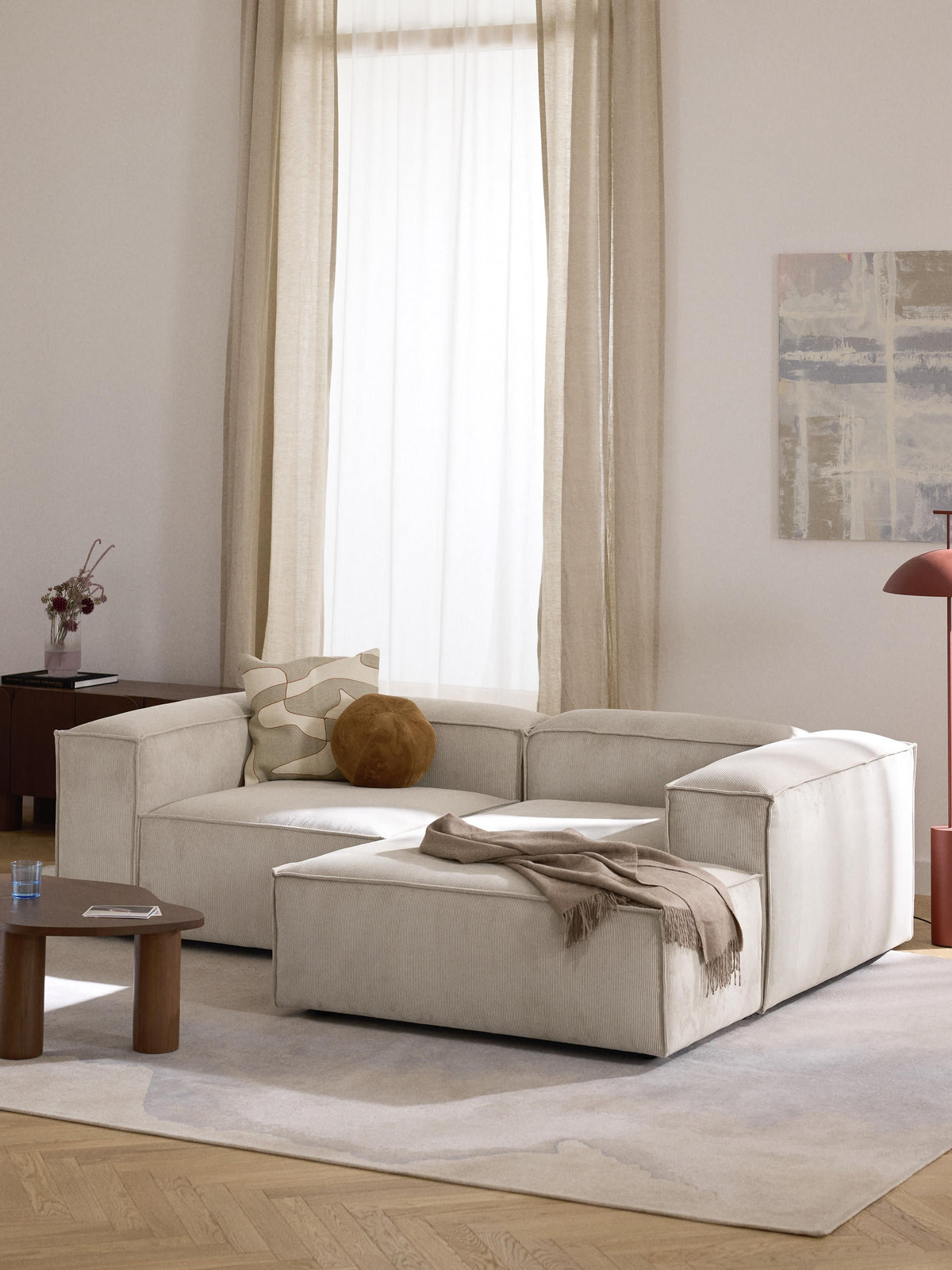 Lenvarro Modular Corduroy Corner Sofa (2-Seater)
