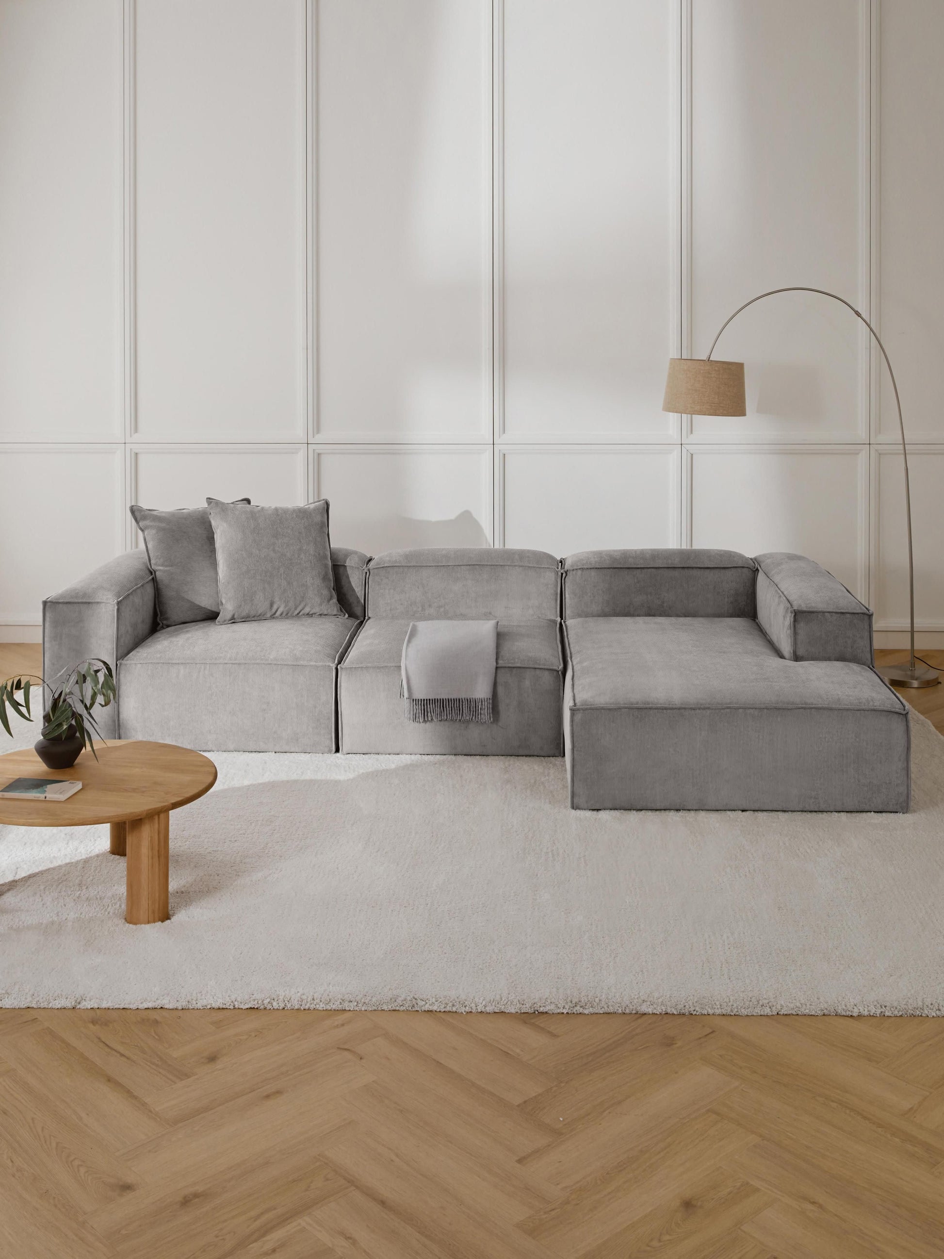 Lenvarro Modular Corduroy Corner Sofa (4-Seater)
