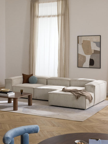 Lenvarro Modular Corduroy Corner Sofa (4-Seater)