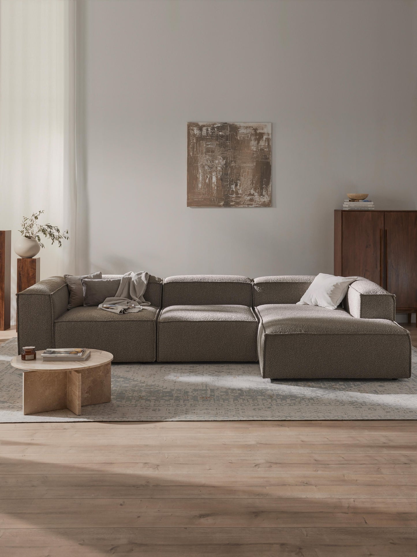 Lenvarro Modular Corner Sofa in Bouclé (4-Seater)