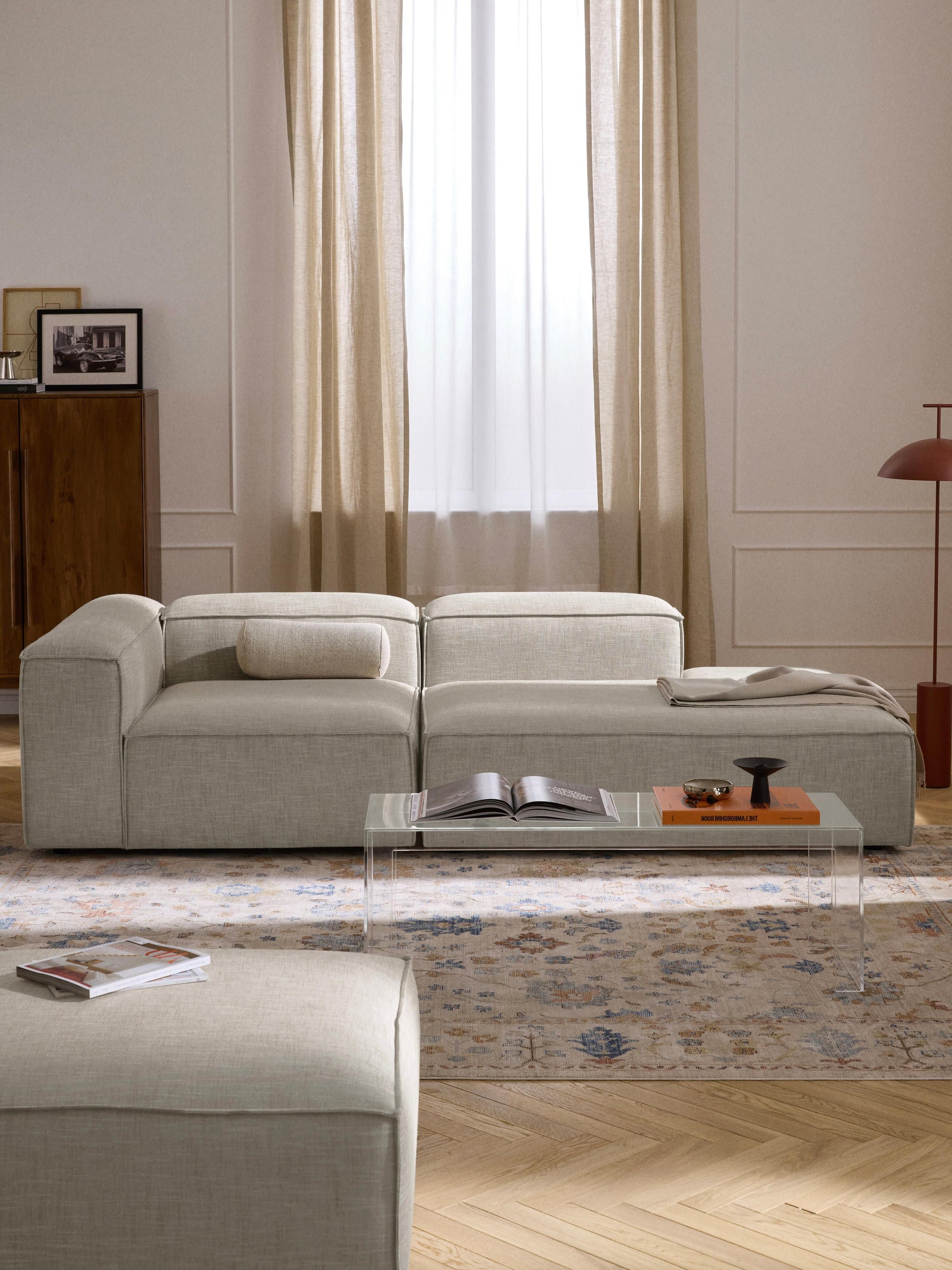 Lenvarro Modular Ottoman in Linen Blend