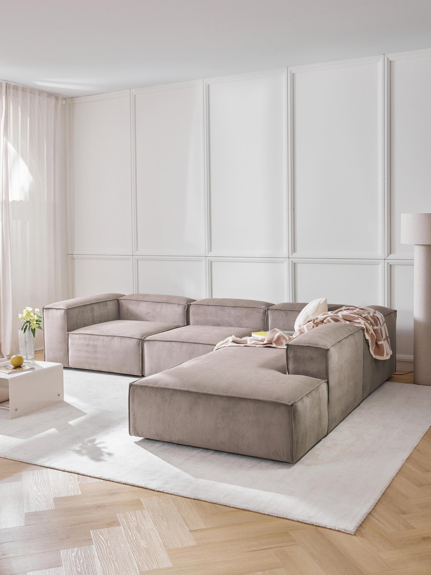 Lenvarro Modular XL Corner Sofa (4-Seater) in Corduroy
