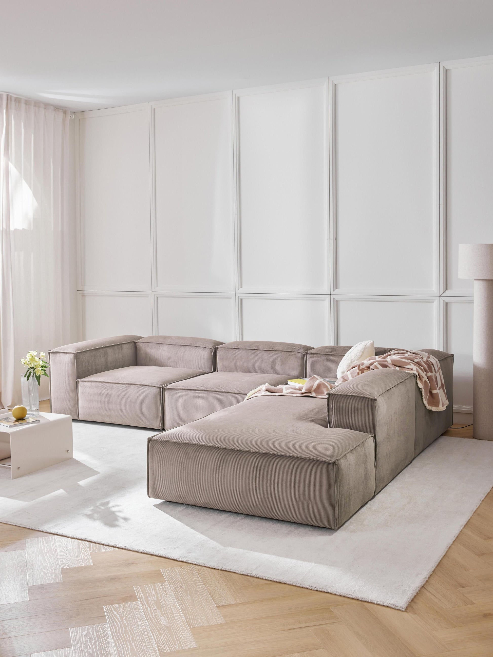 Lenvarro Modular XL Corner Sofa (4-Seater) in Corduroy