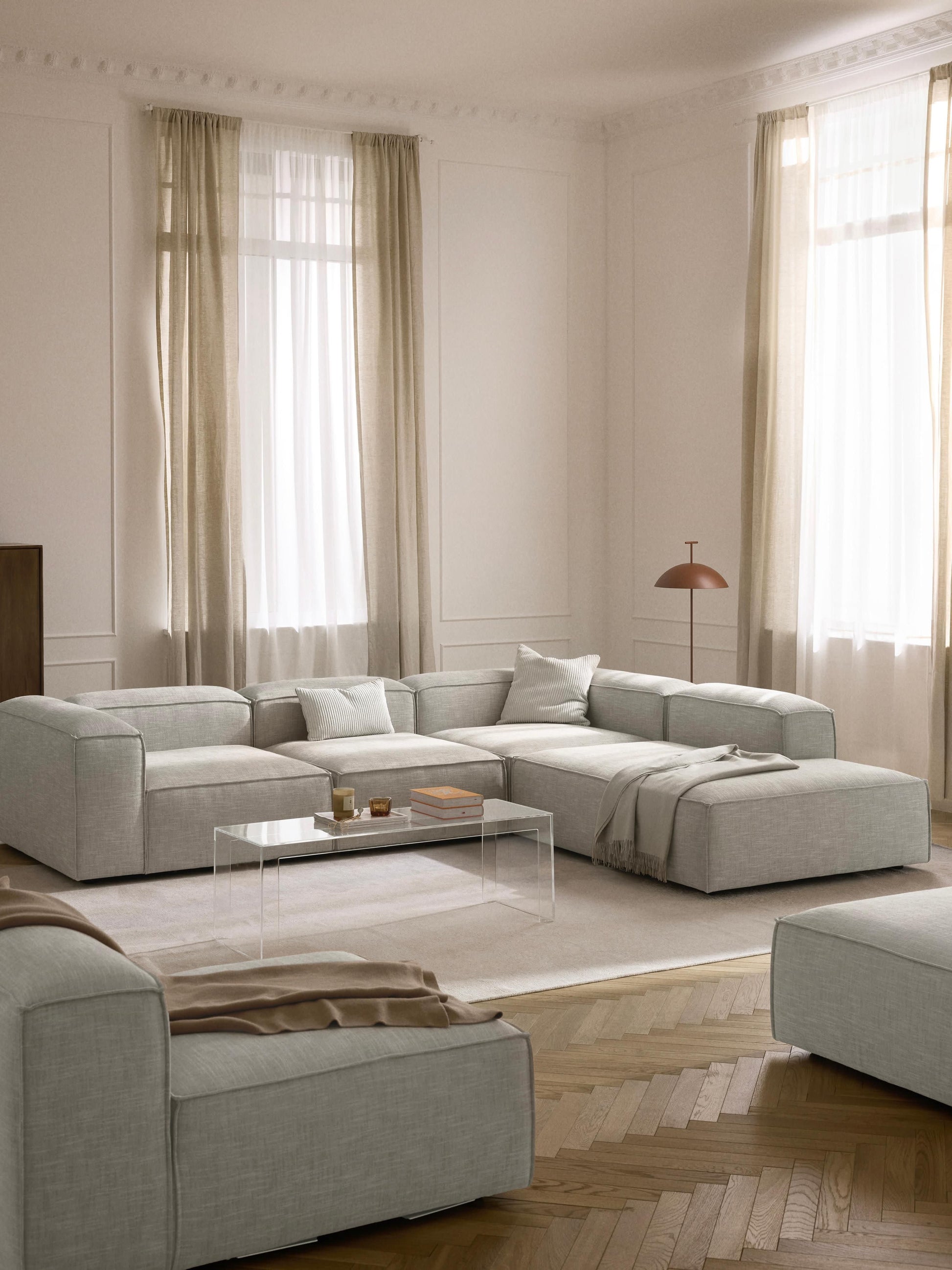 Lenvarro Modular XL Corner Sofa (4-Seater) in Linen Blend