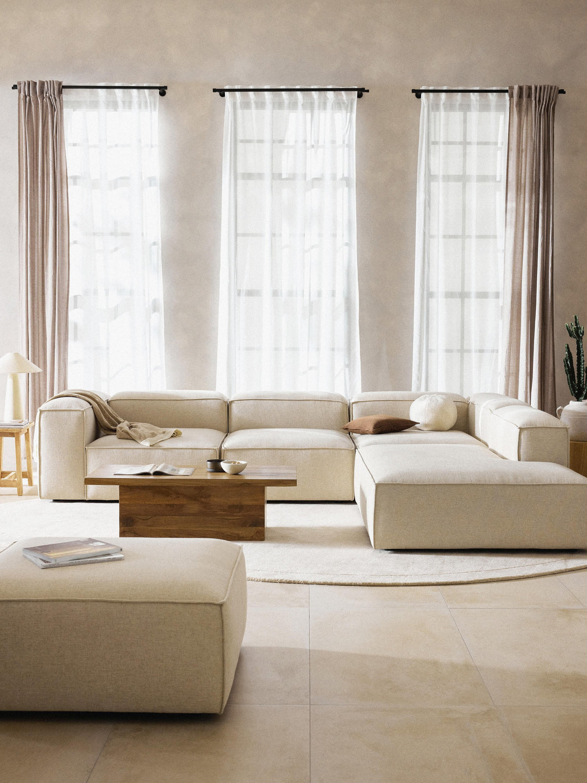 Lenvarro Modular XL Corner Sofa (4-Seater) in Linen Blend