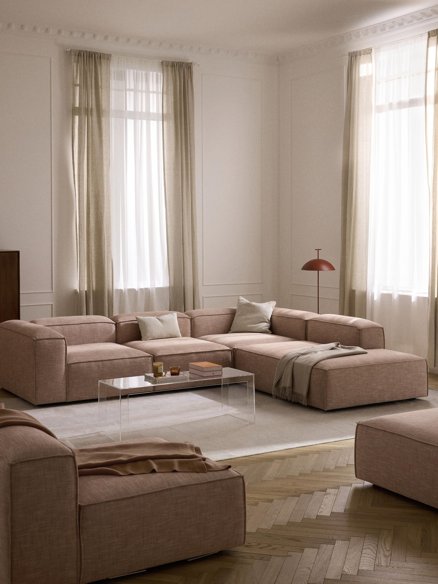Lenvarro Modular XL Corner Sofa (4-Seater) in Linen Blend