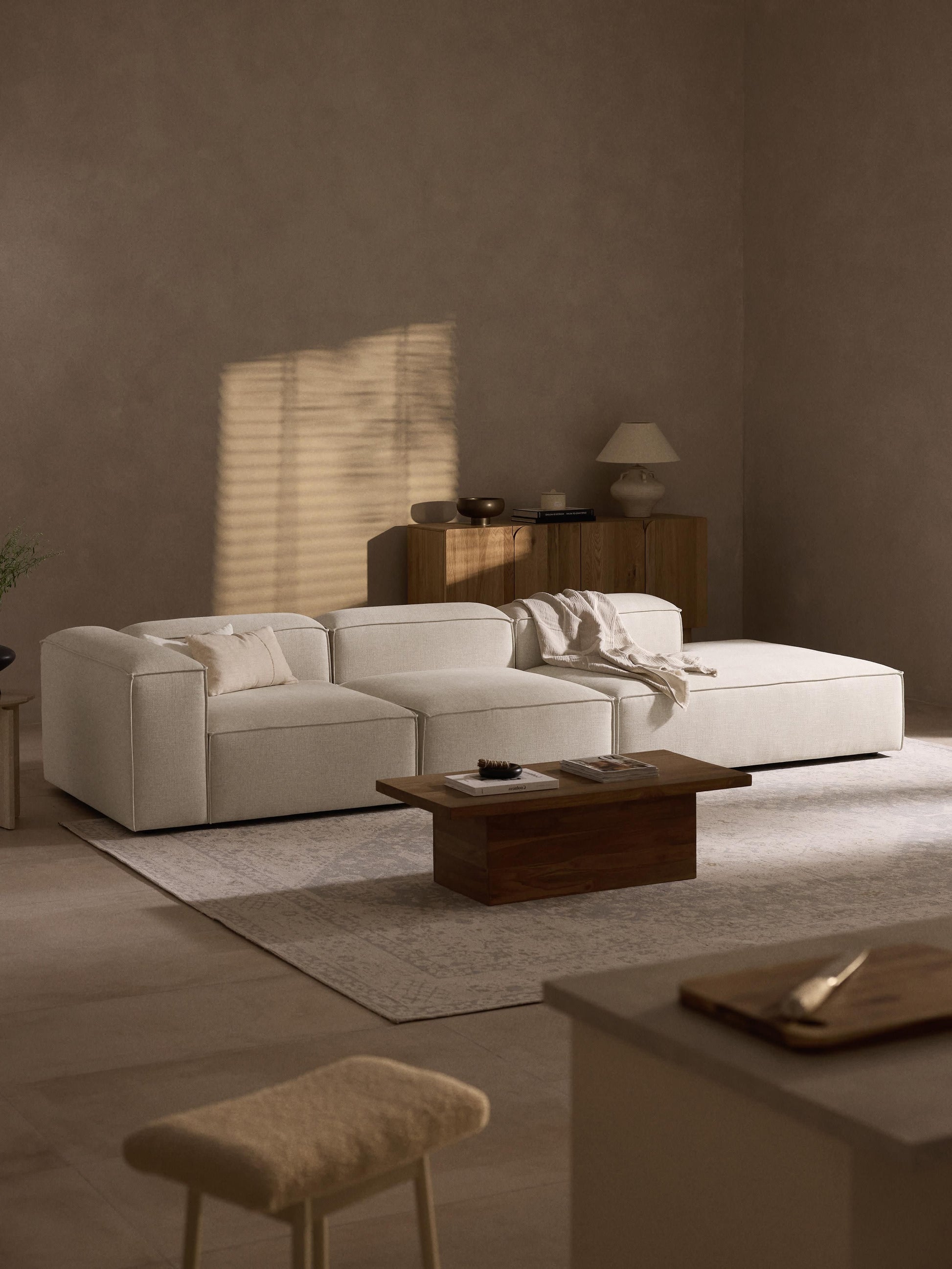 Lenvarro Modular XL Linen Blend Ottoman
