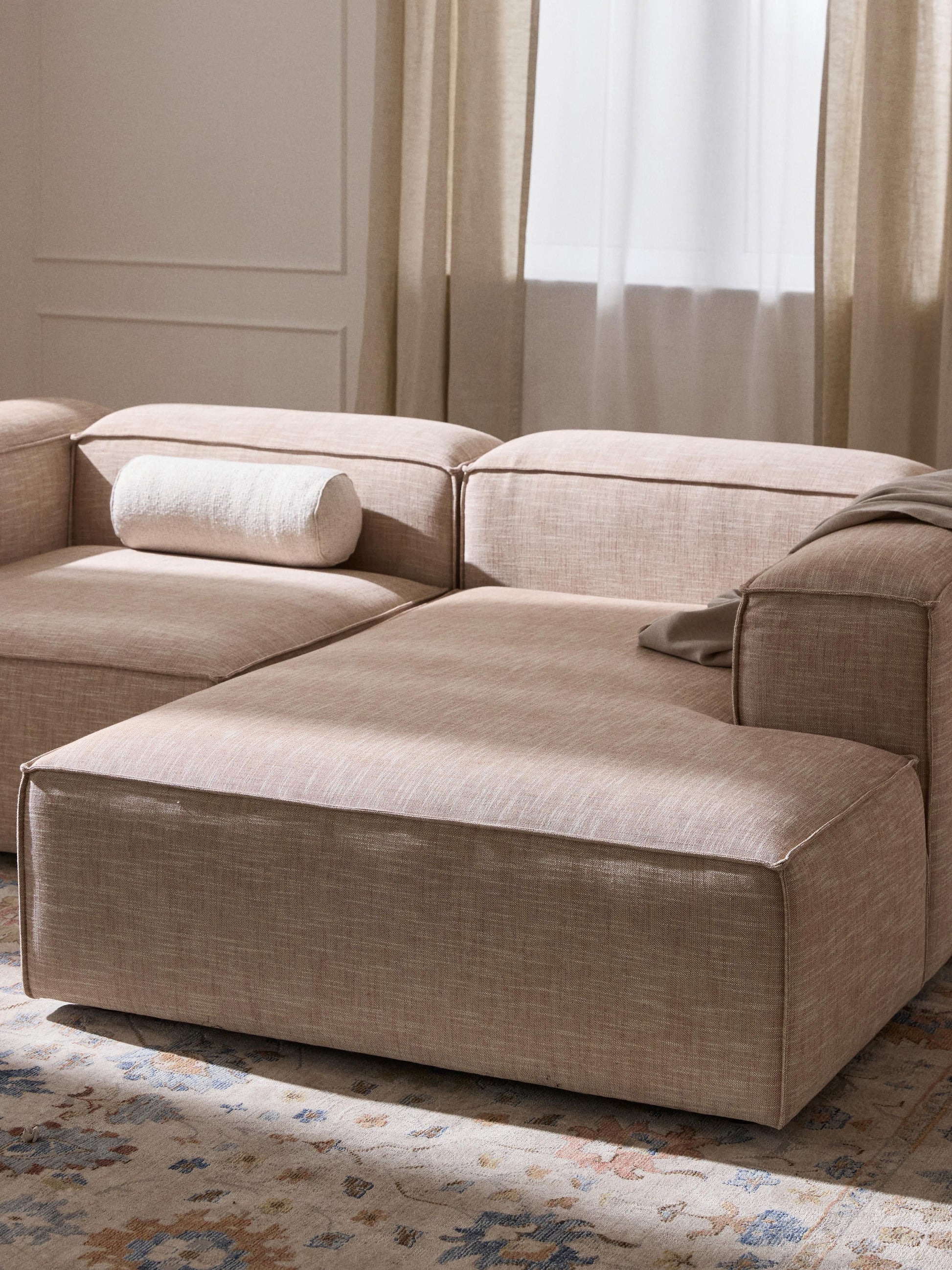 Lenvarro Ottoman Corner Module in Linen Blend